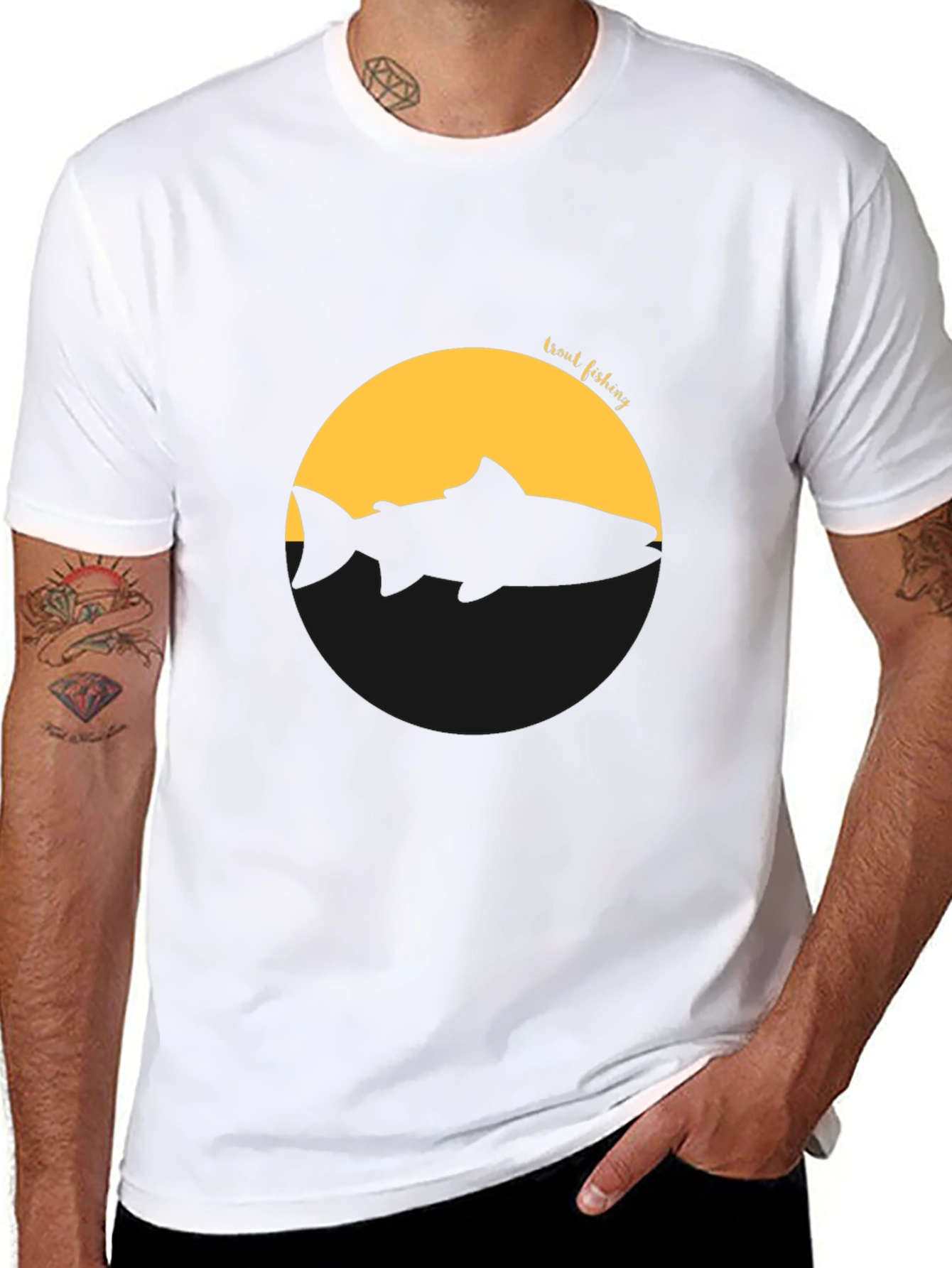 Trout Fishing Silhouette Graphic Tee