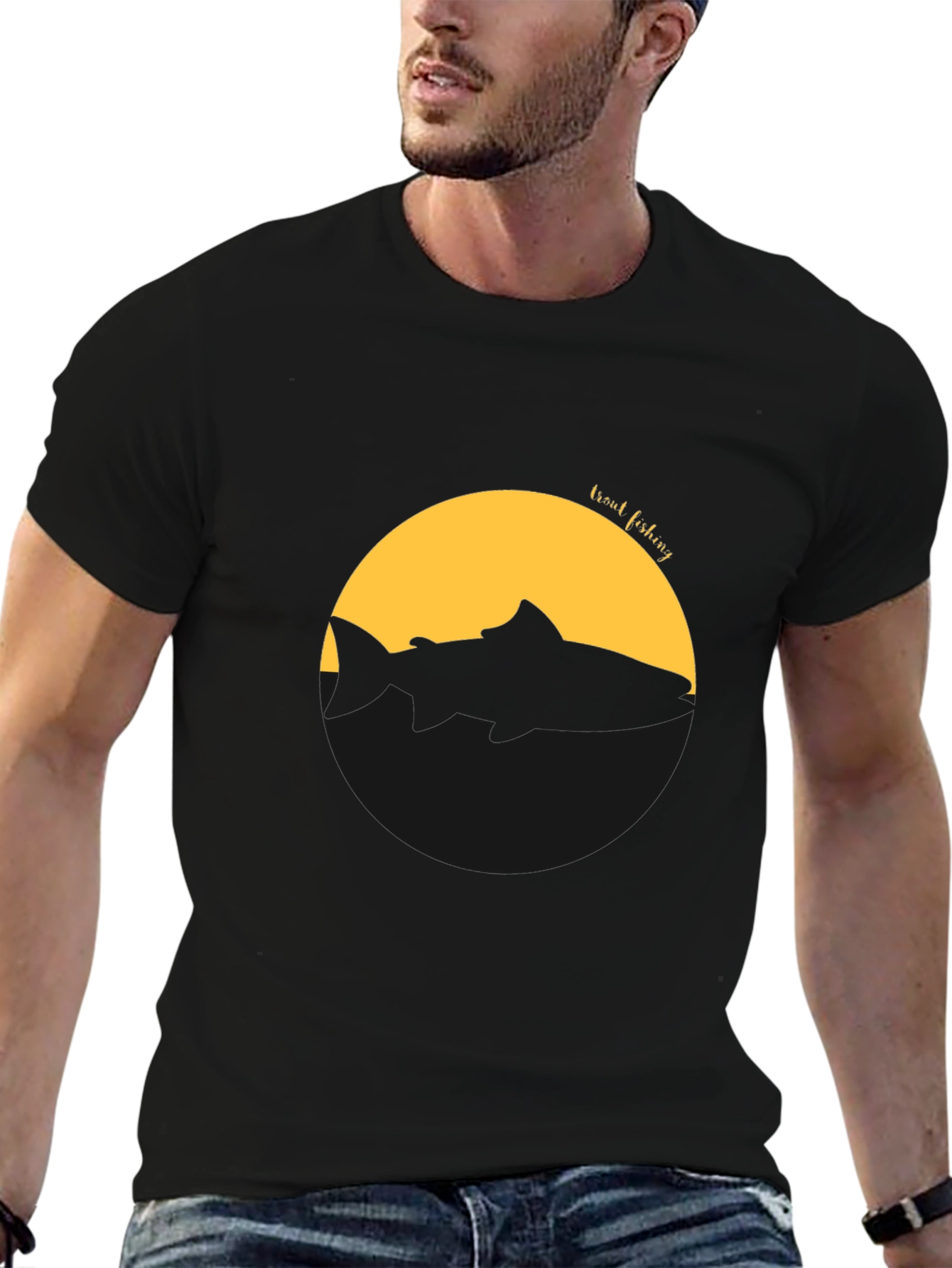 Trout Fishing Silhouette Graphic Tee