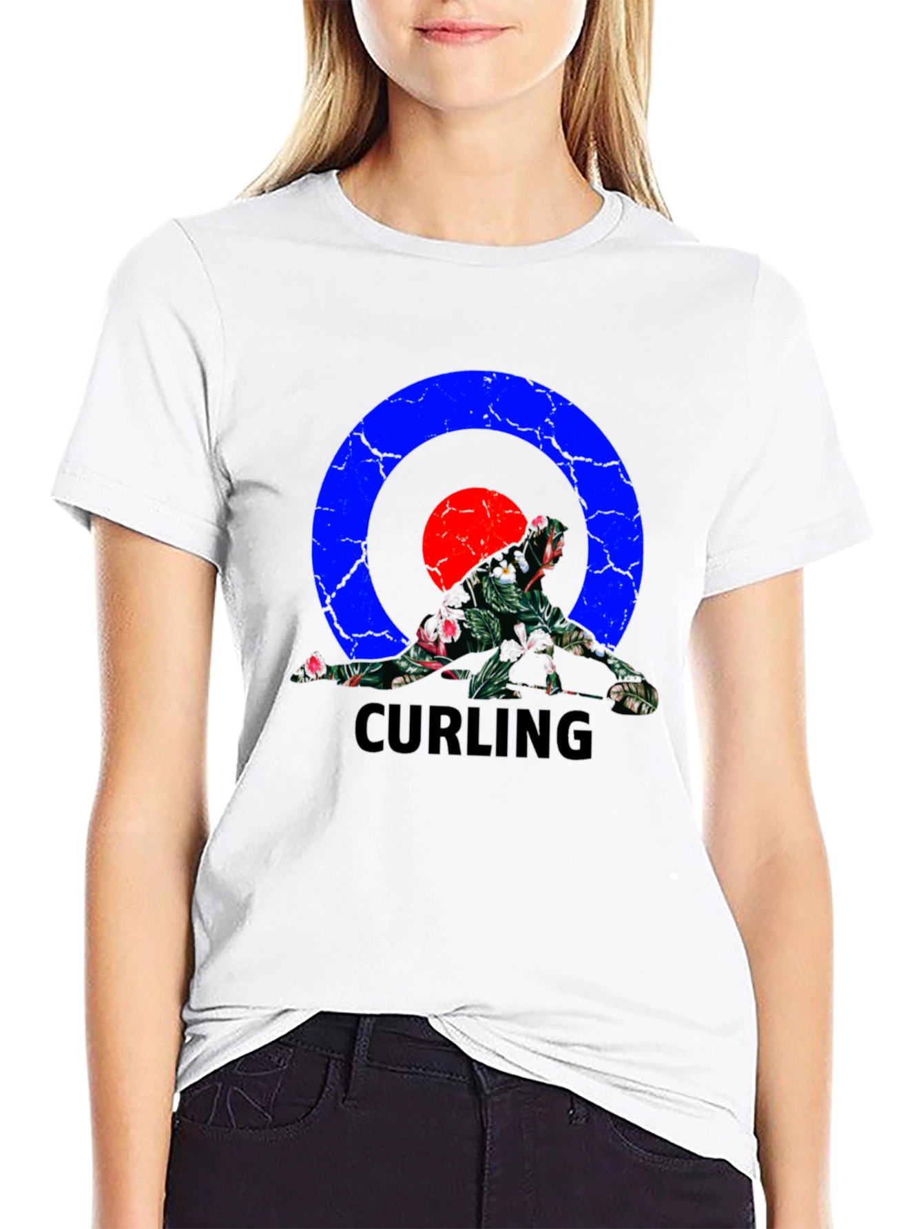 Curling Floral Black T-Shirt