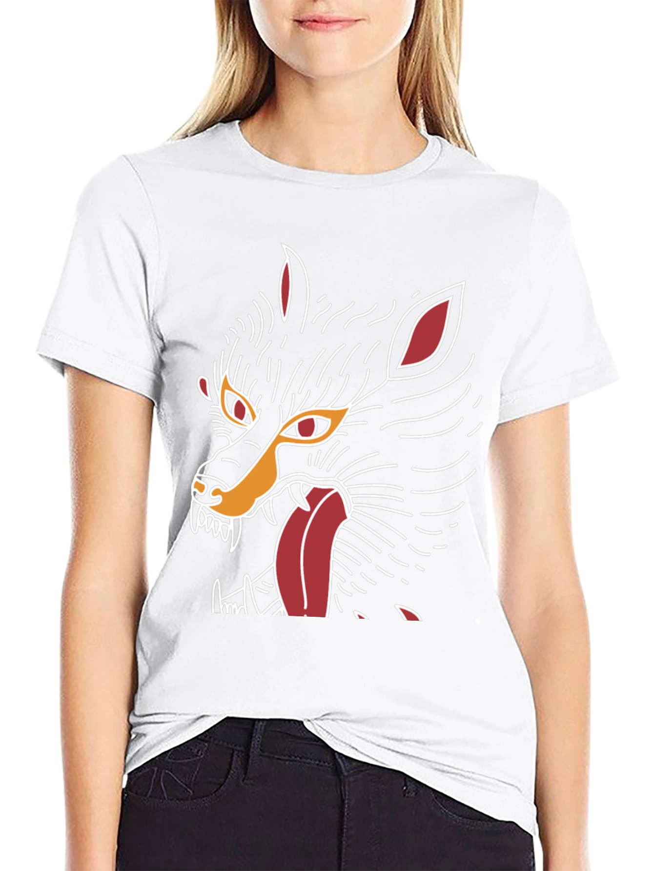 Mens Black Graphic Tee - Wolf Design