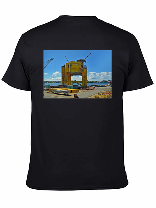 Offshore Oil Rig Graphic Tee - Black Cotton T-Shirt
