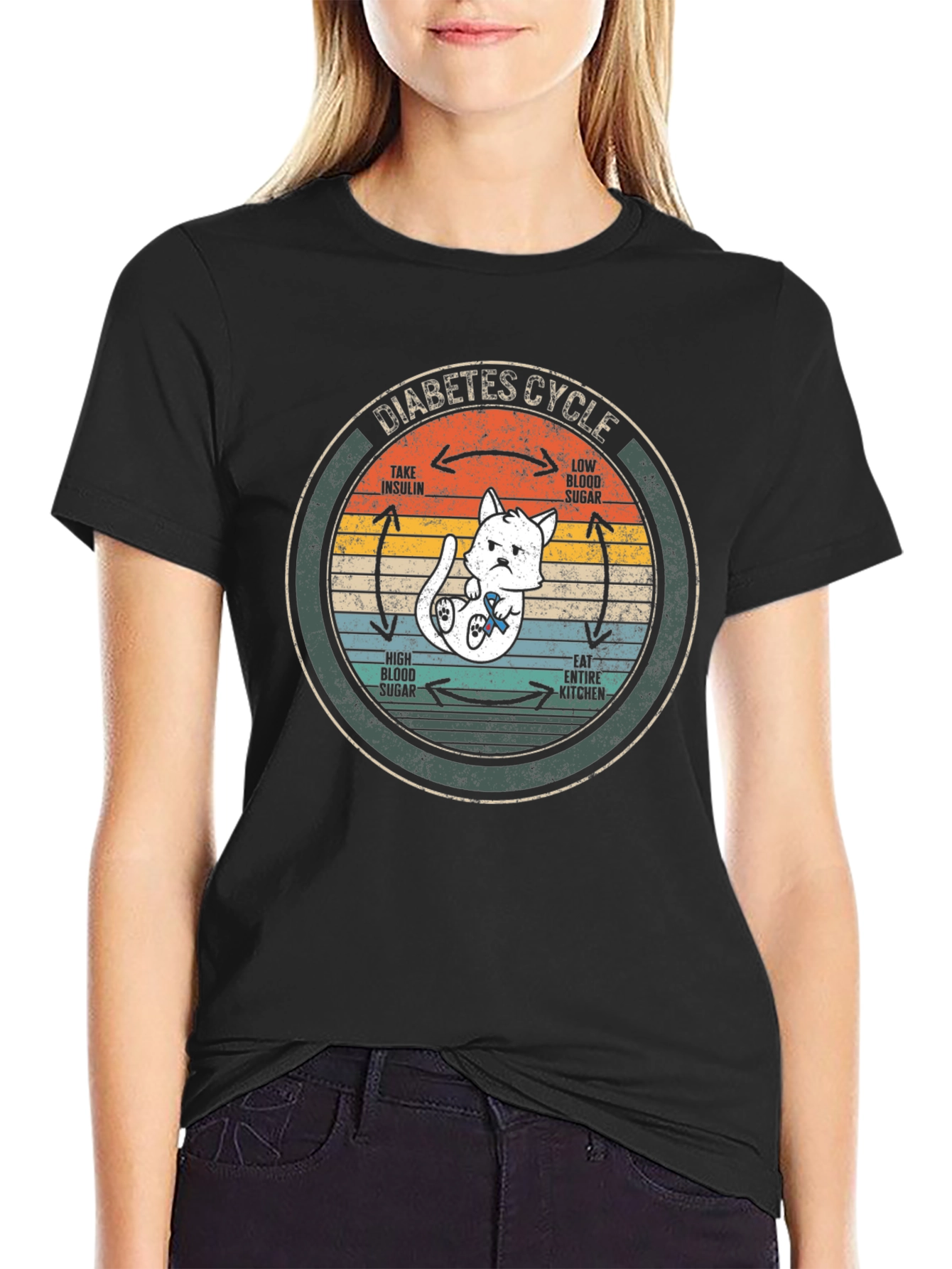 Diabetes Cycle Cat T-Shirt