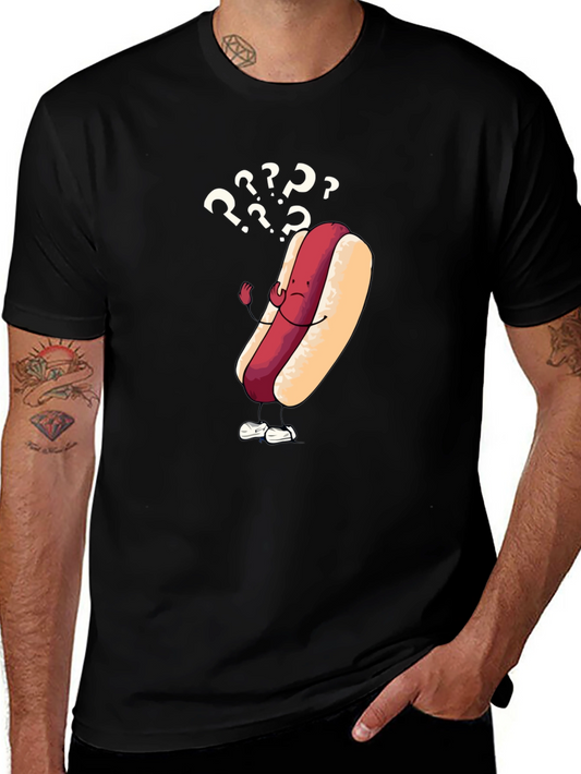 Confused Hot Dog Graphic T-Shirt