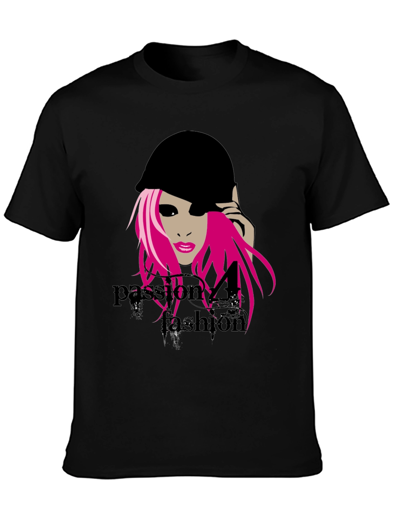 Trendy Black T-Shirt with Graphic Print