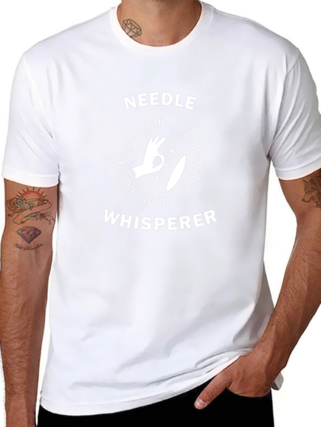 Needle Whisperer Black Cotton T-Shirt