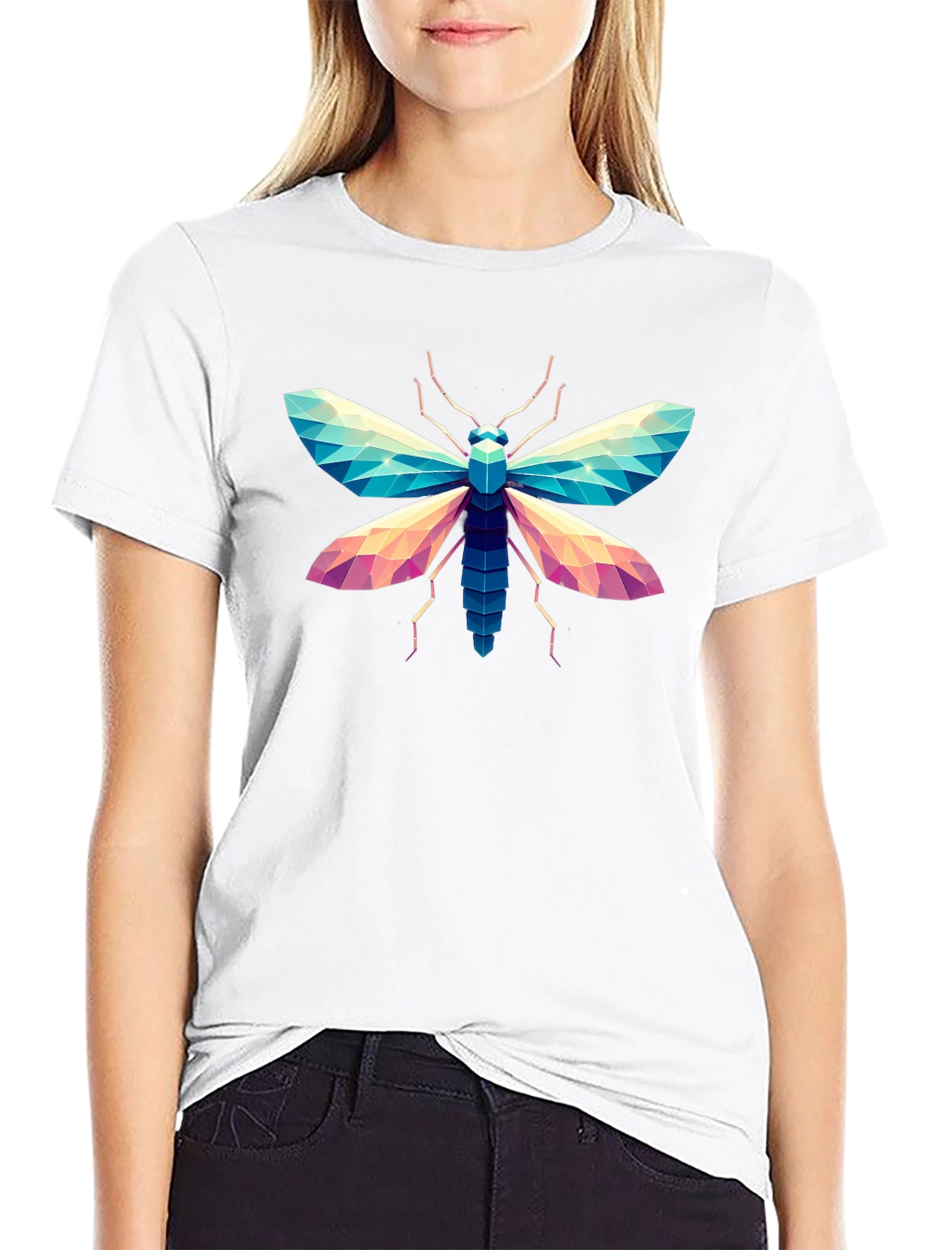 Geometric Moth Graphic T-Shirt - Stylish Insect Tee
