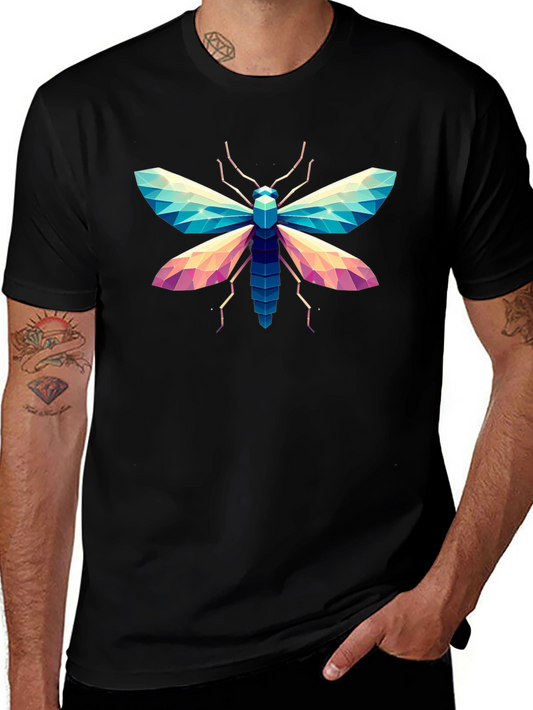 Geometric Moth Graphic T-Shirt - Stylish Insect Tee