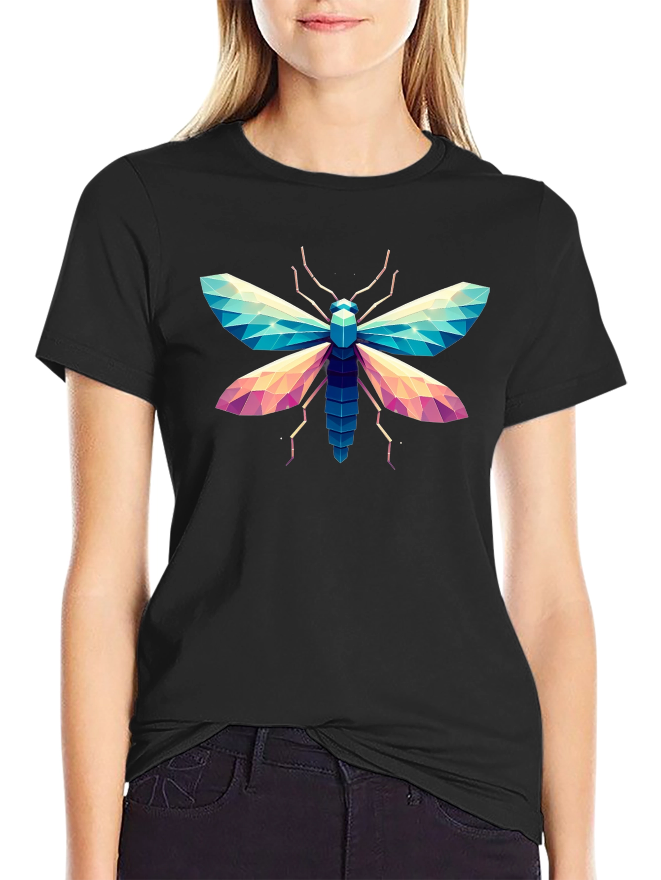 Geometric Moth Graphic T-Shirt - Stylish Insect Tee
