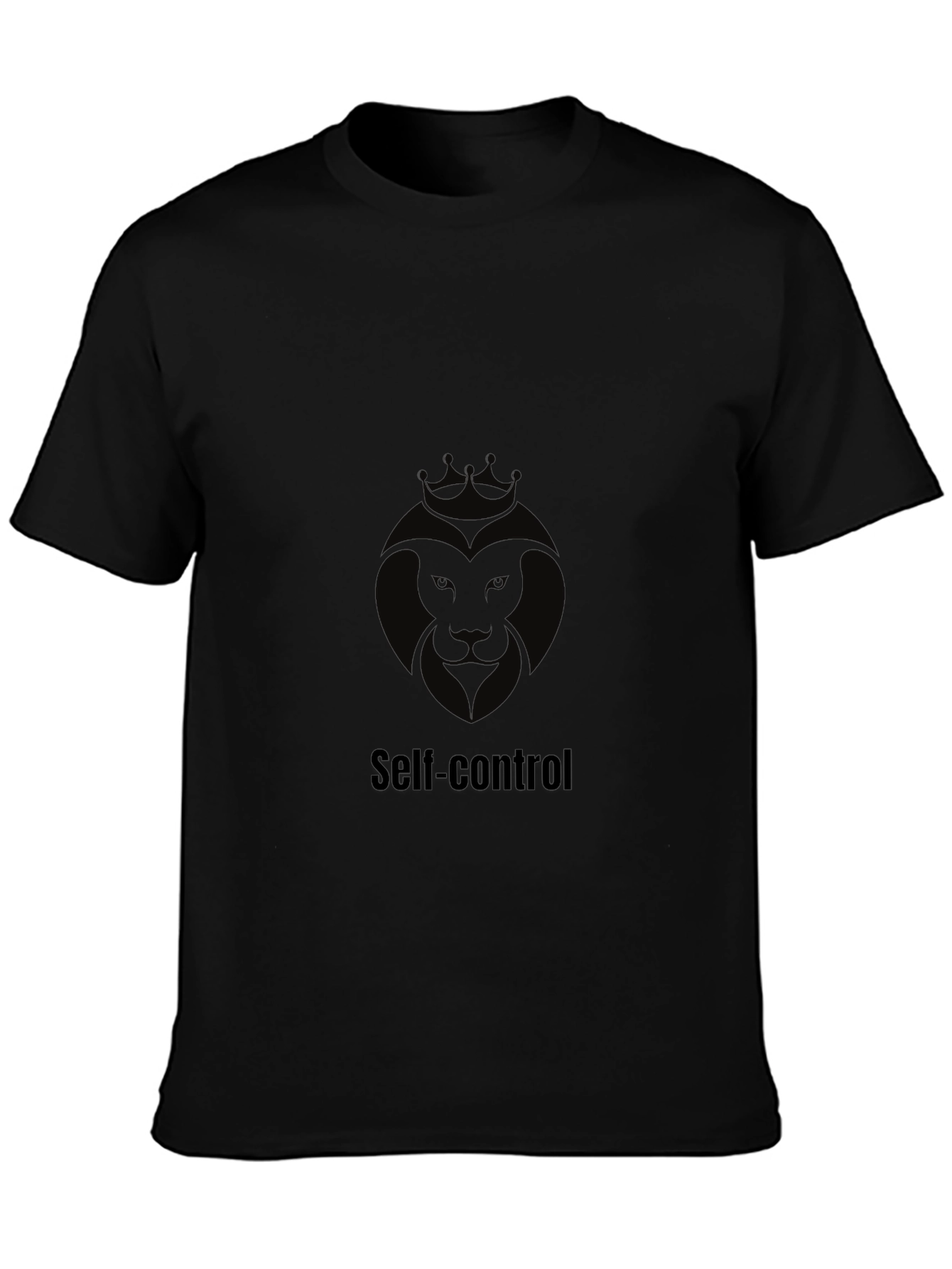 Self-Control Lion Graphic Black T-Shirt