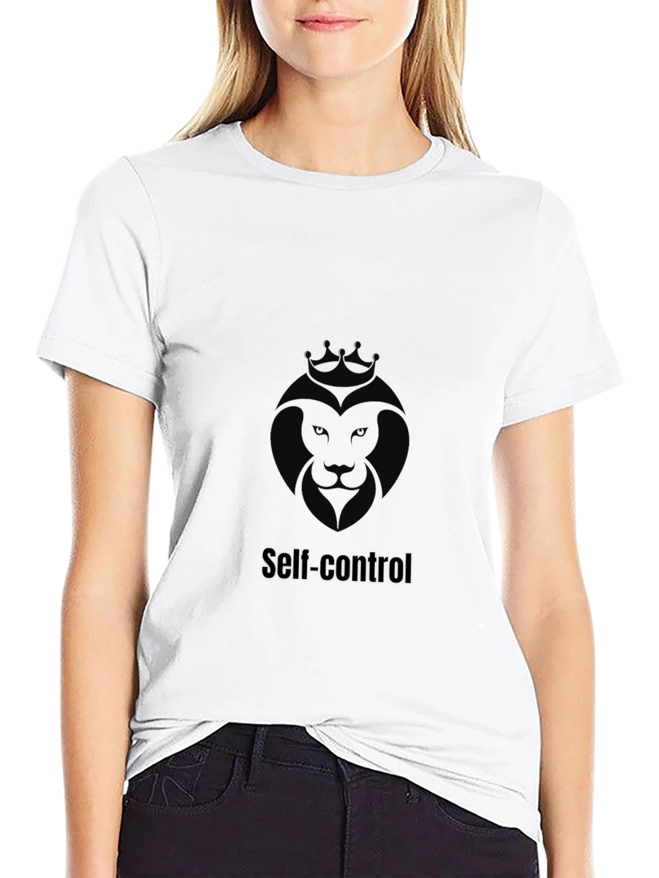 Self-Control Lion Graphic Black T-Shirt