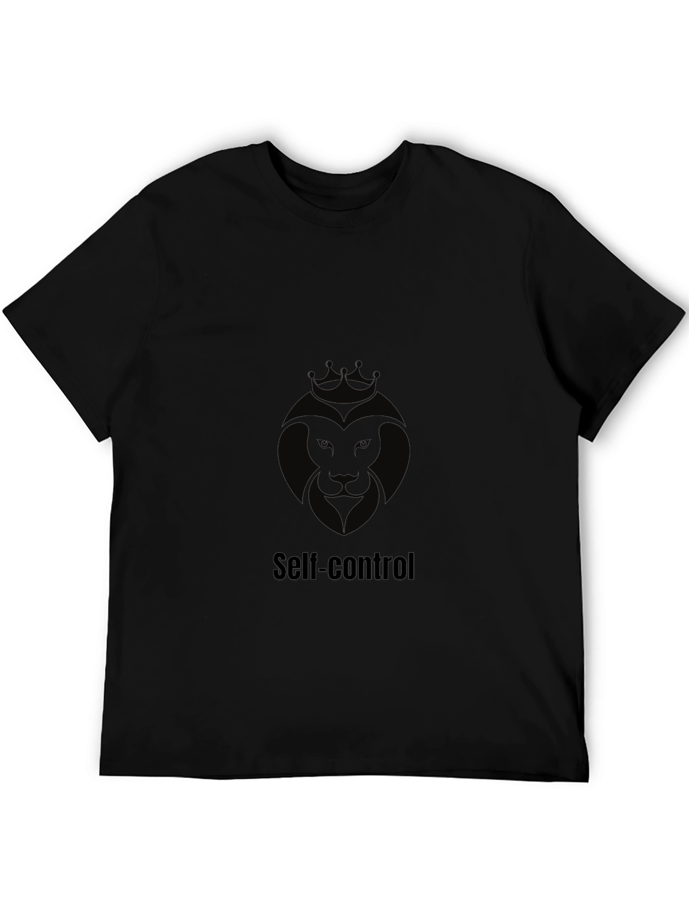 Self-Control Lion Graphic Black T-Shirt
