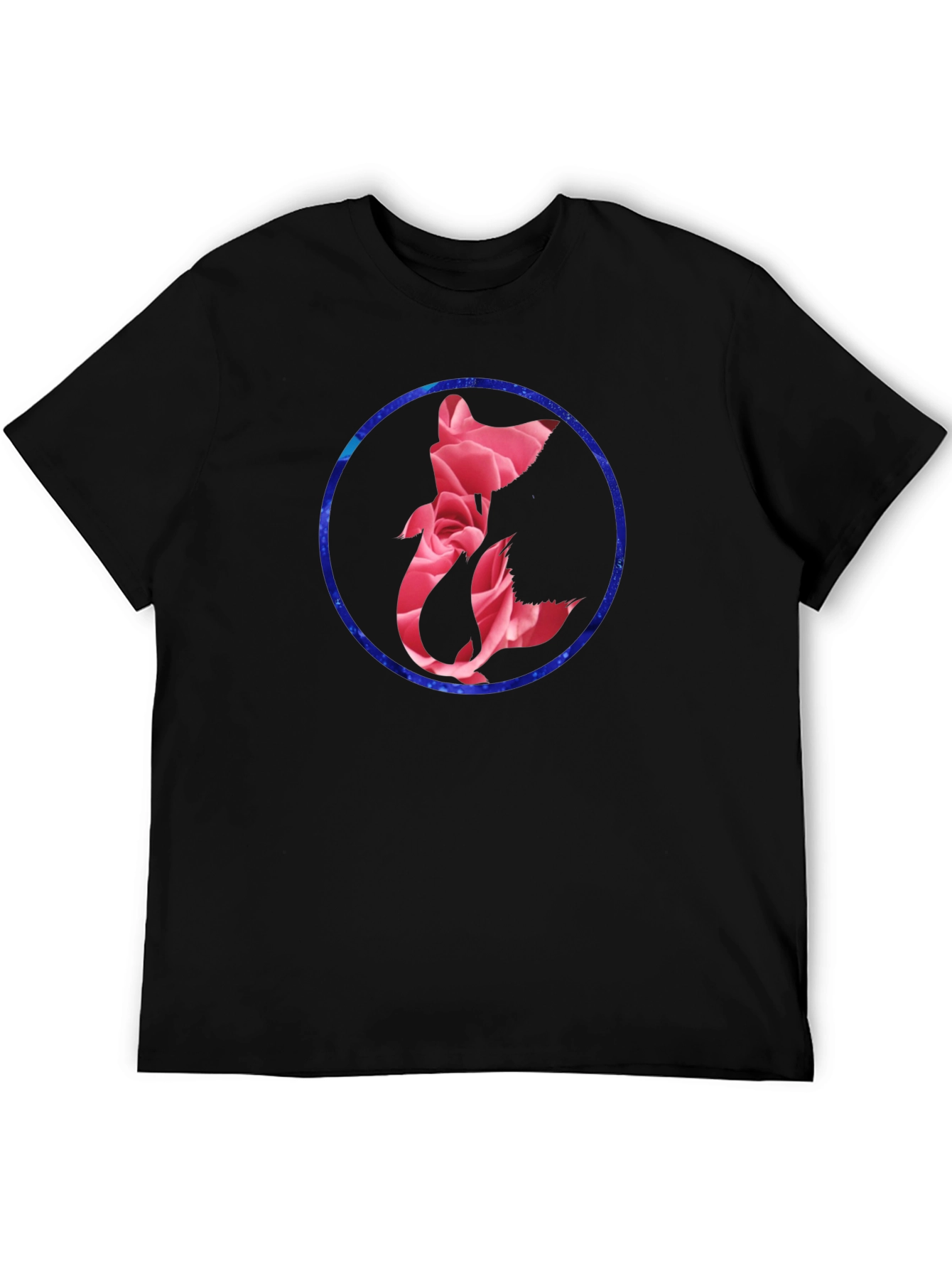 Floral Fox Graphic Tee - Mens Black T-Shirt