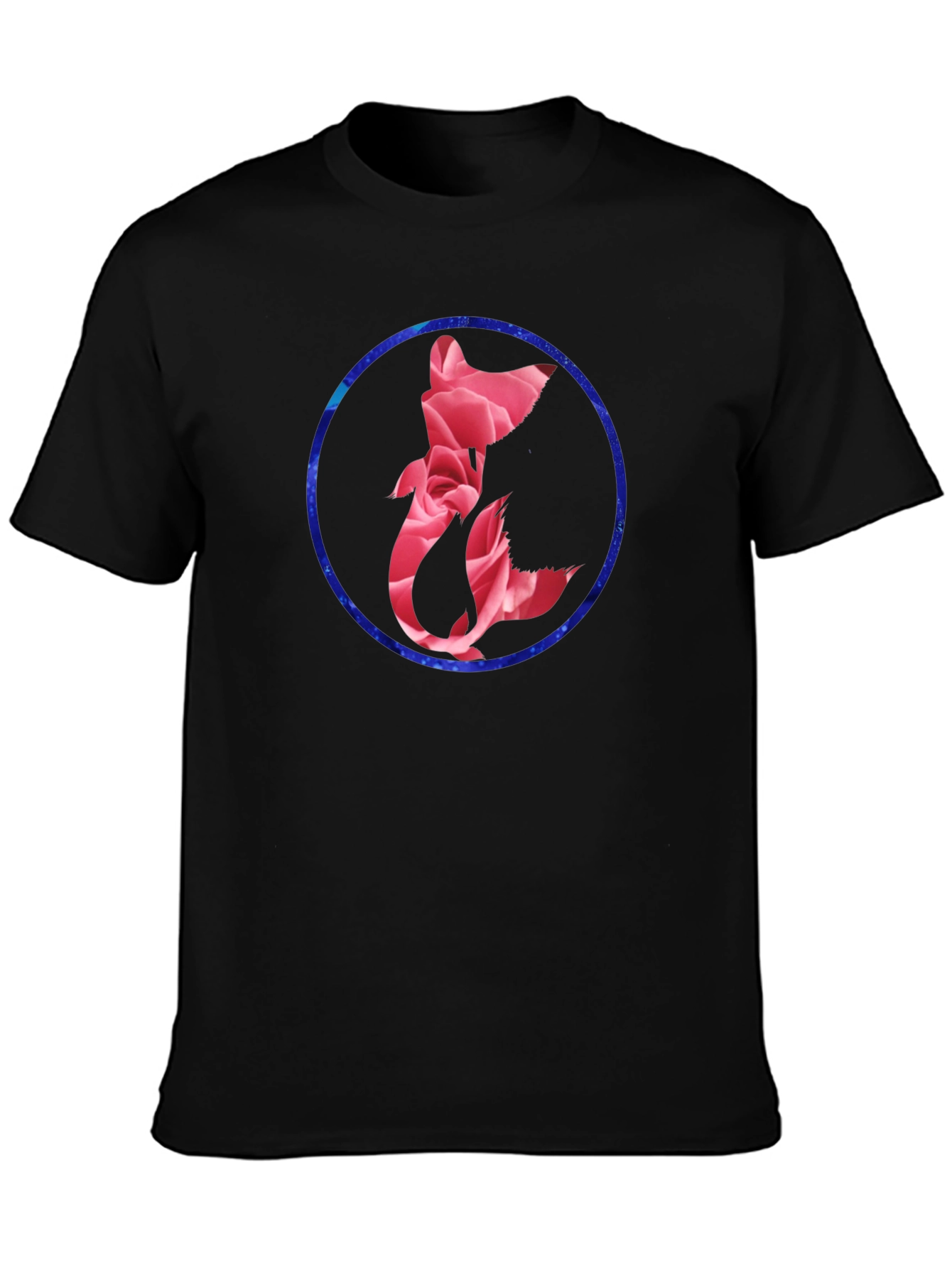 Floral Fox Graphic Tee - Mens Black T-Shirt