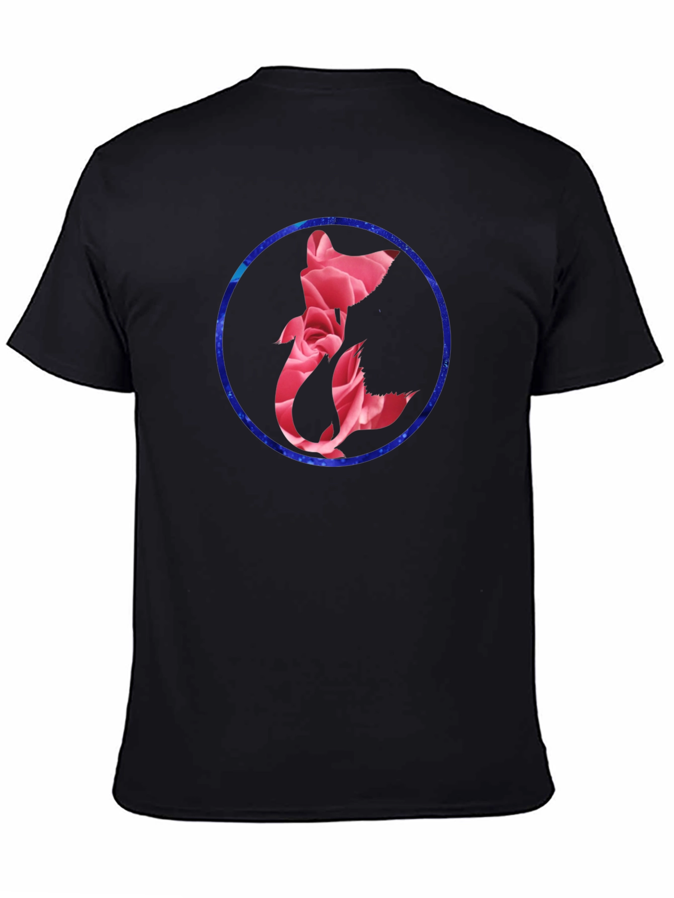 Floral Fox Graphic Tee - Mens Black T-Shirt