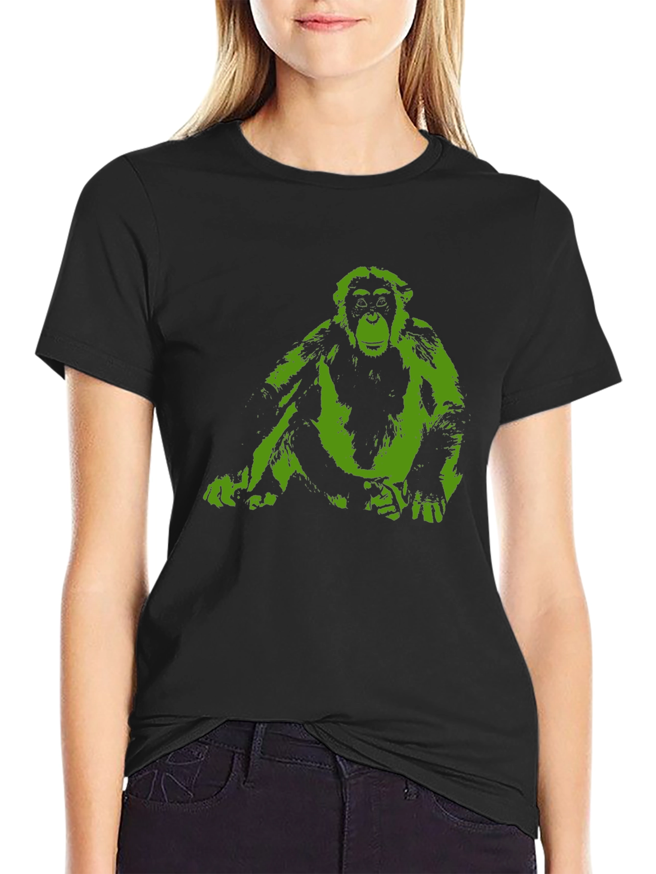 Chimpanzee Graphic Print T-Shirt - Black