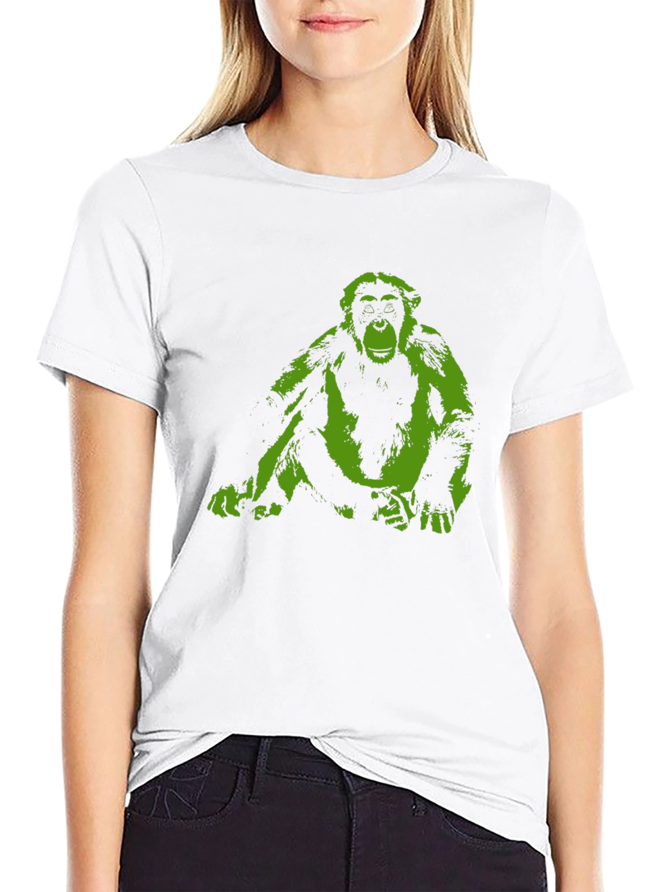 Chimpanzee Graphic Print T-Shirt - Black