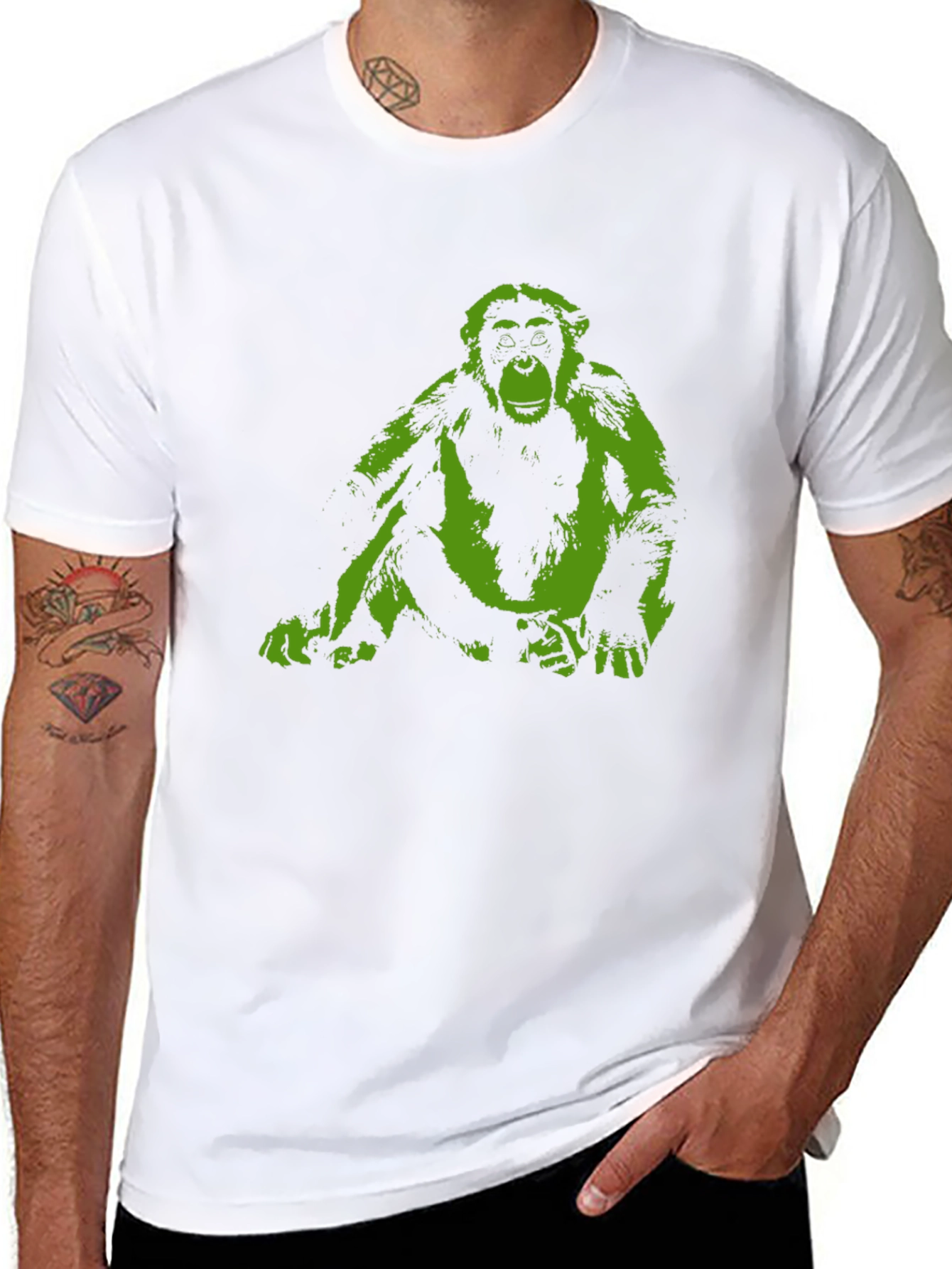 Chimpanzee Graphic Print T-Shirt - Black