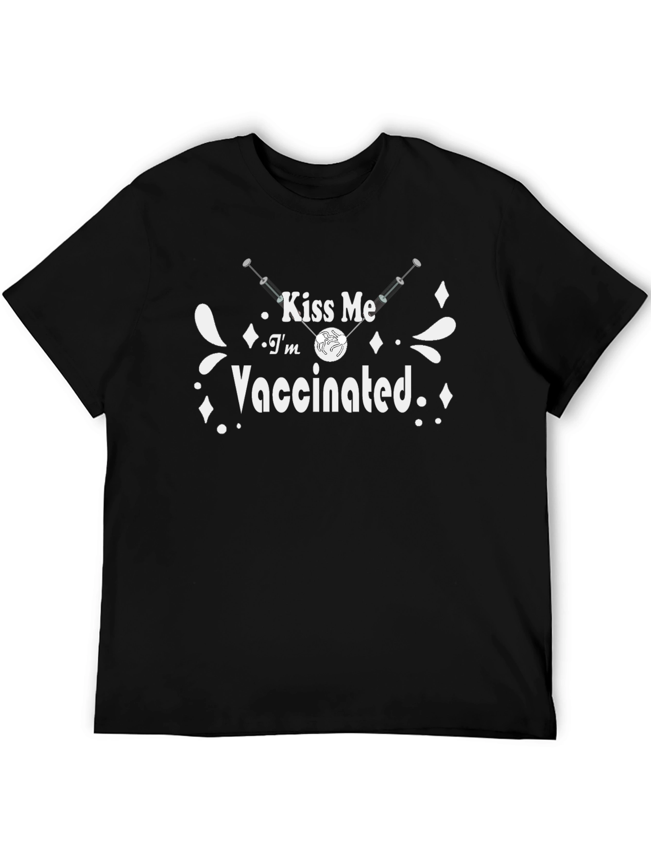 Kiss Me Im Vaccinated Black T-Shirt