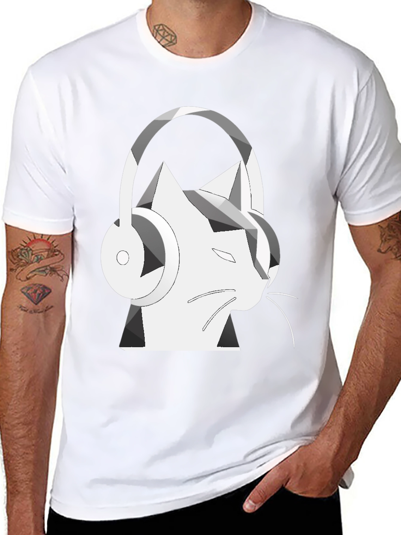 Cat Headphone Graphic T-Shirt