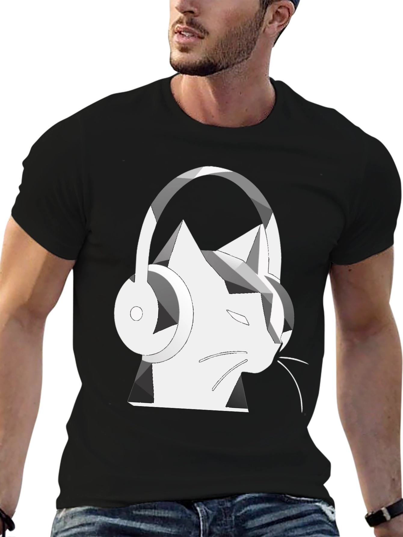 Cat Headphone Graphic T-Shirt