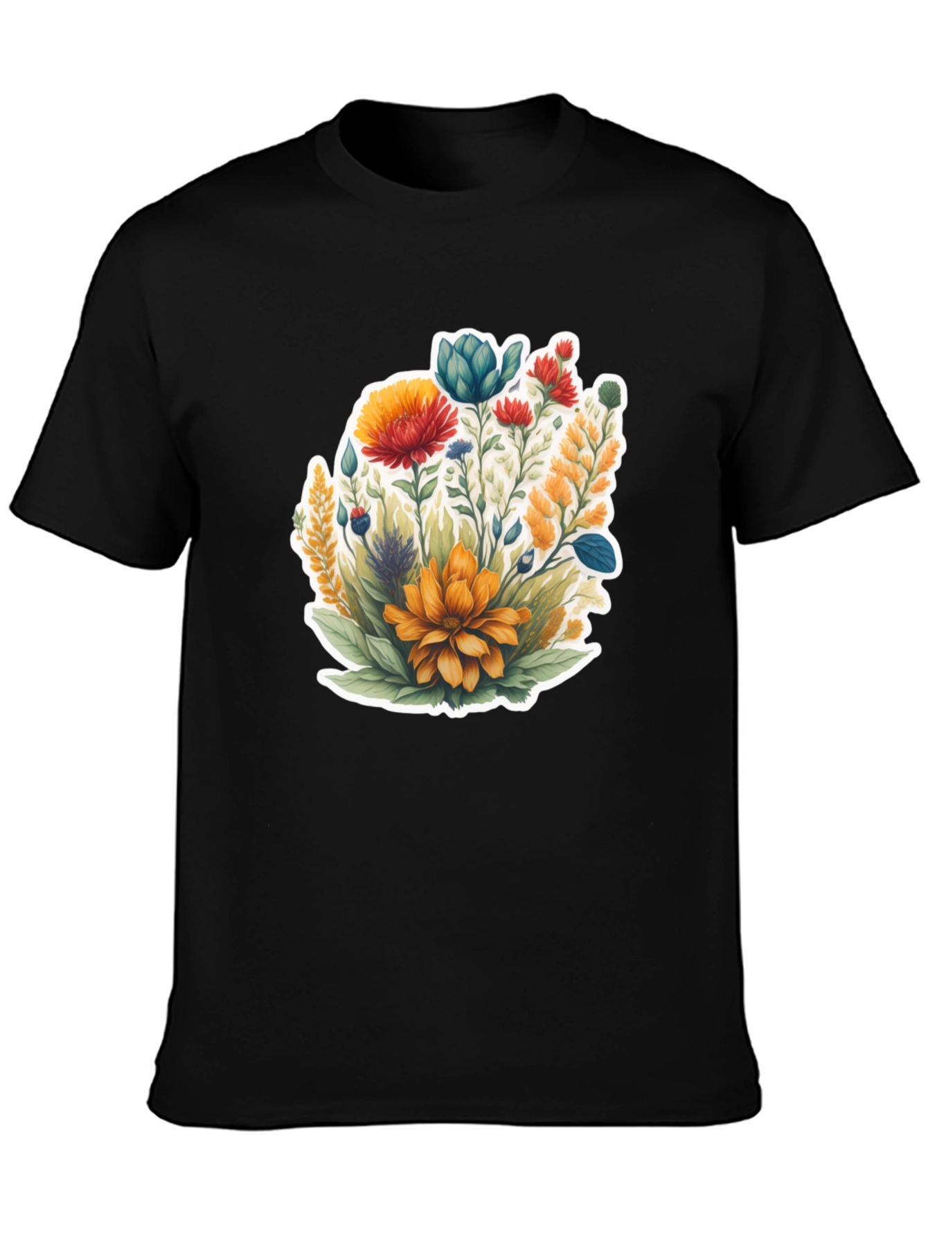 Floral Graphic Black Tee
