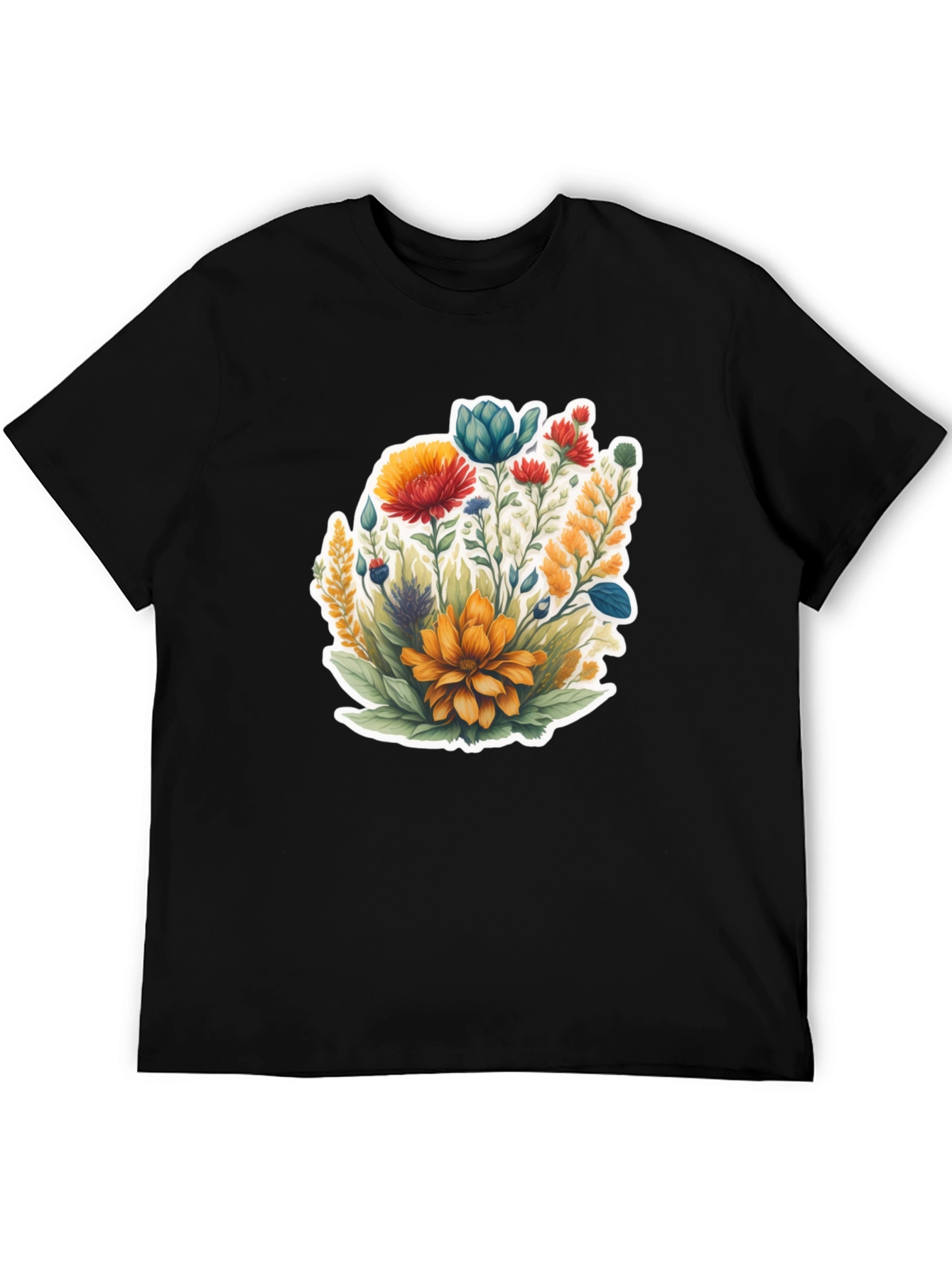 Floral Graphic Black Tee