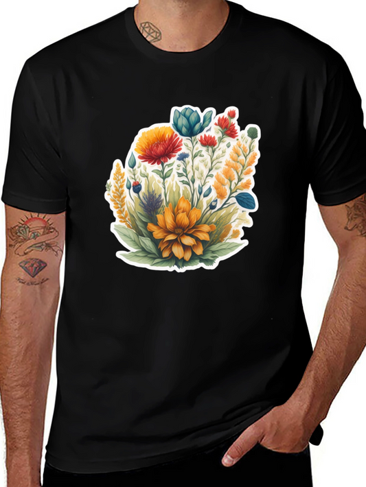 Floral Graphic Black Tee