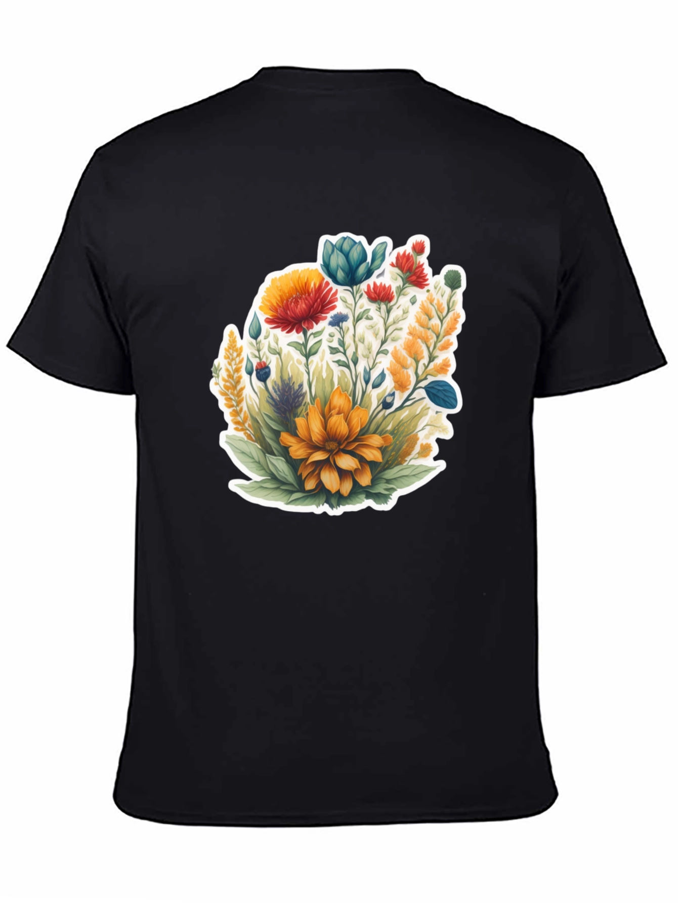 Floral Graphic Black Tee