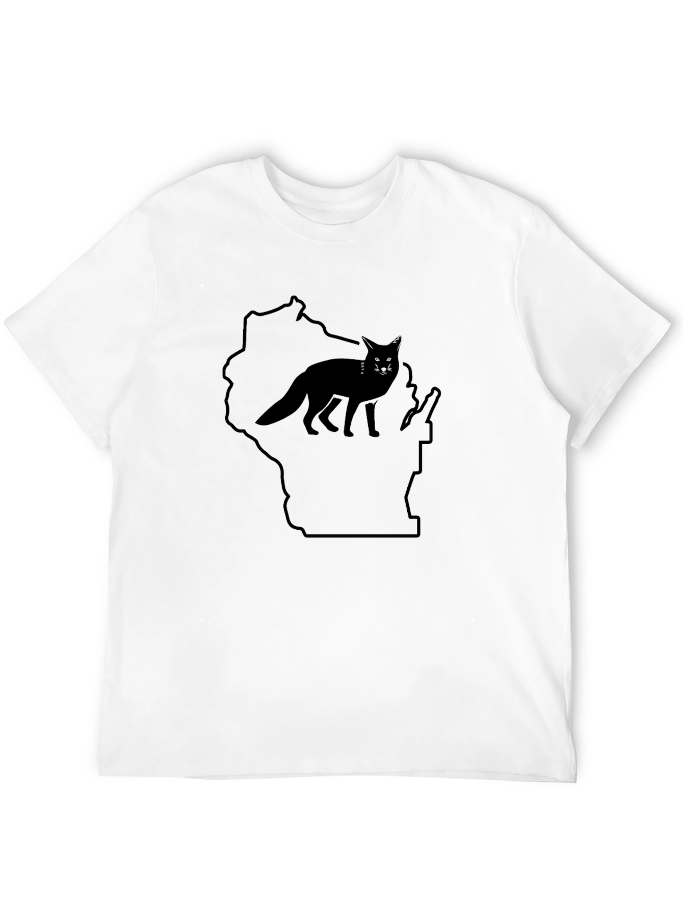 Wisconsin Fox Graphic Tee - Black Cotton Blend Shirt
