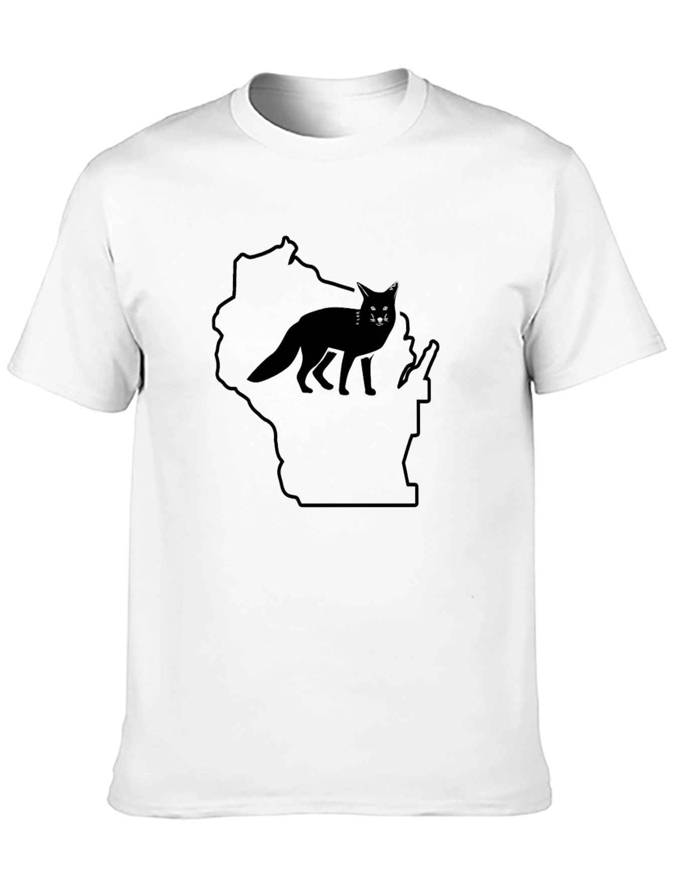 Wisconsin Fox Graphic Tee - Black Cotton Blend Shirt