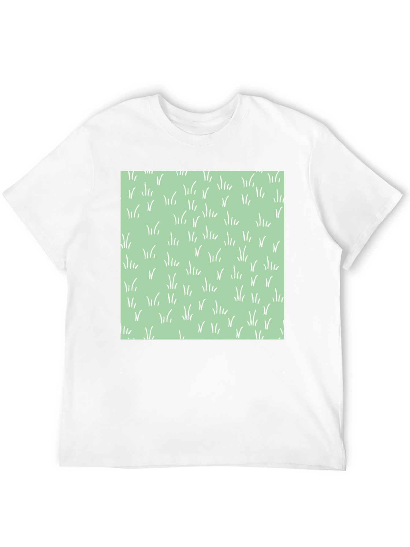 Trendy Black Tee with Grass Design