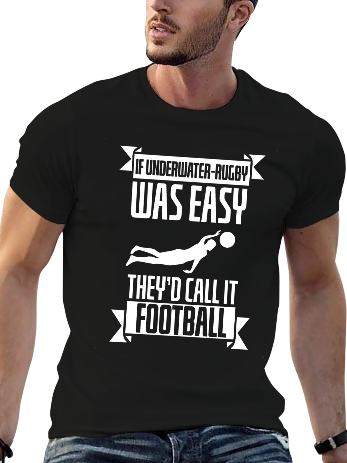 Underwater Rugby Funny Black T-Shirt