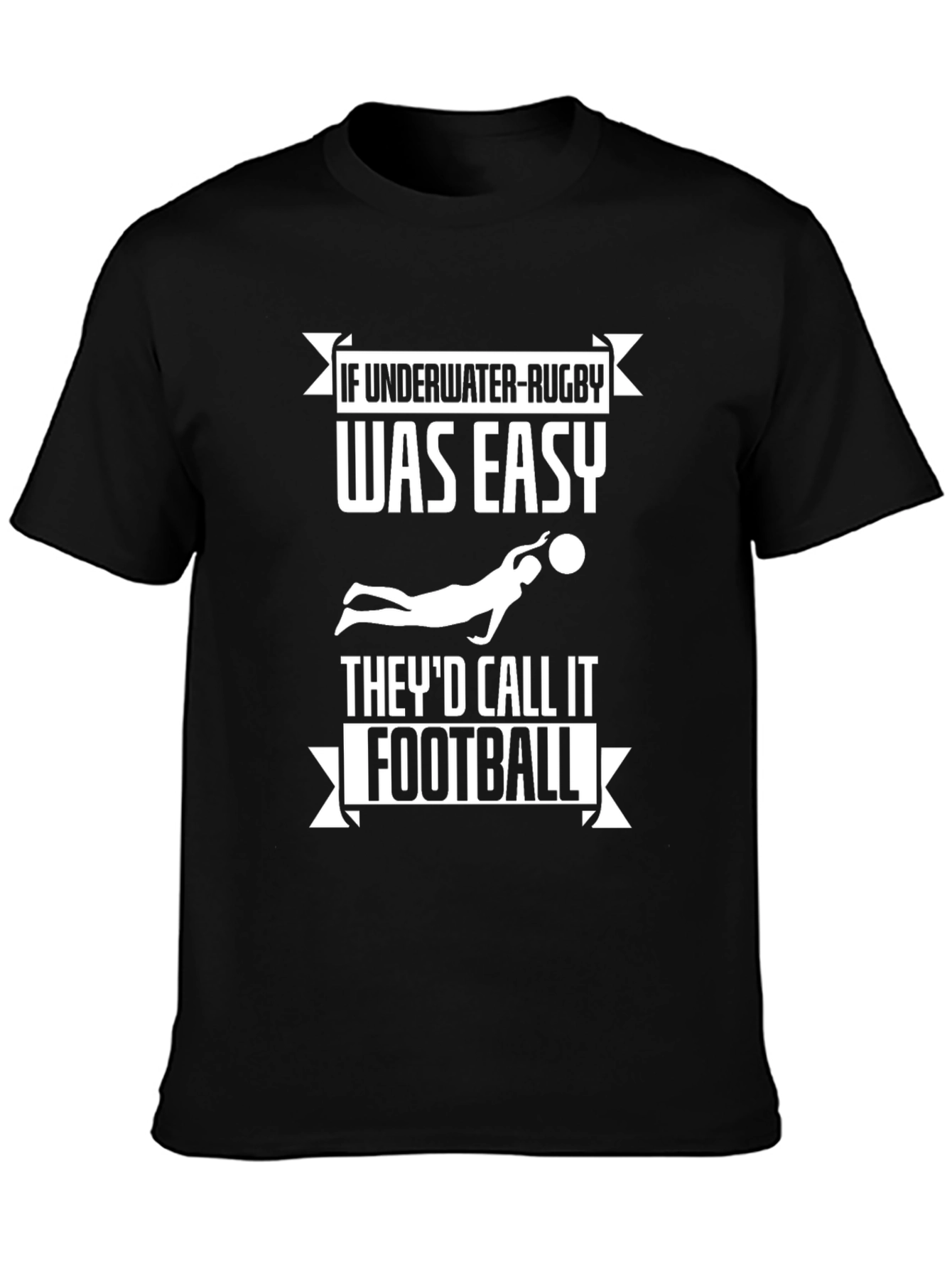 Underwater Rugby Funny Black T-Shirt