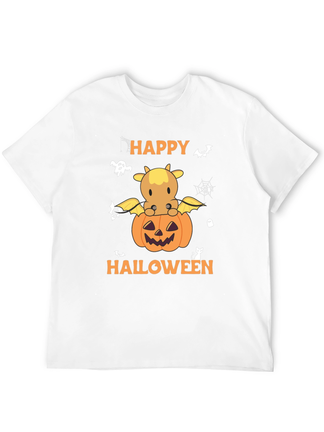 Happy Halloween Cow Pumpkin Graphic T-Shirt