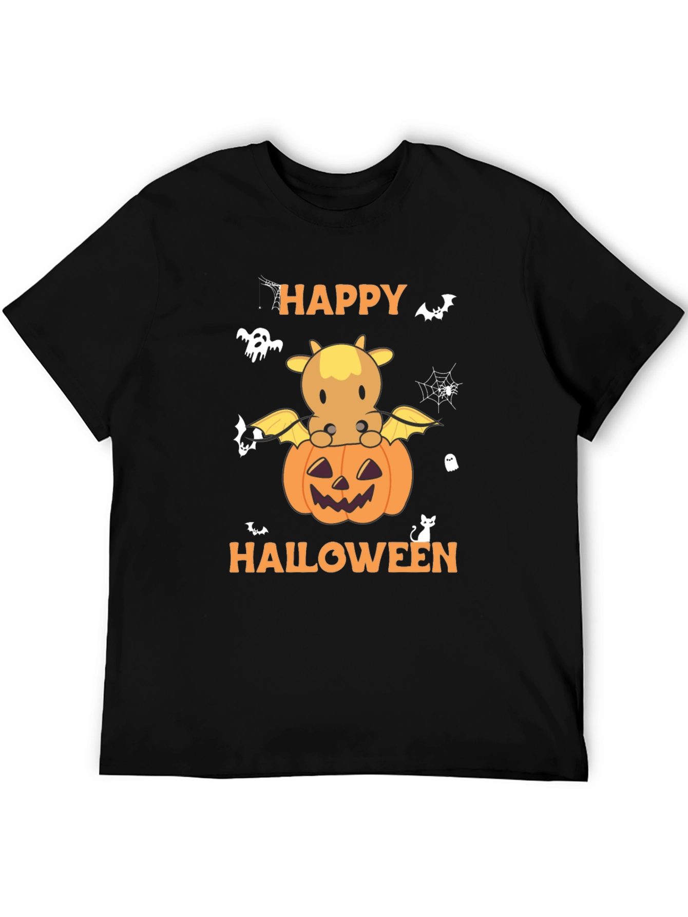 Happy Halloween Cow Pumpkin Graphic T-Shirt