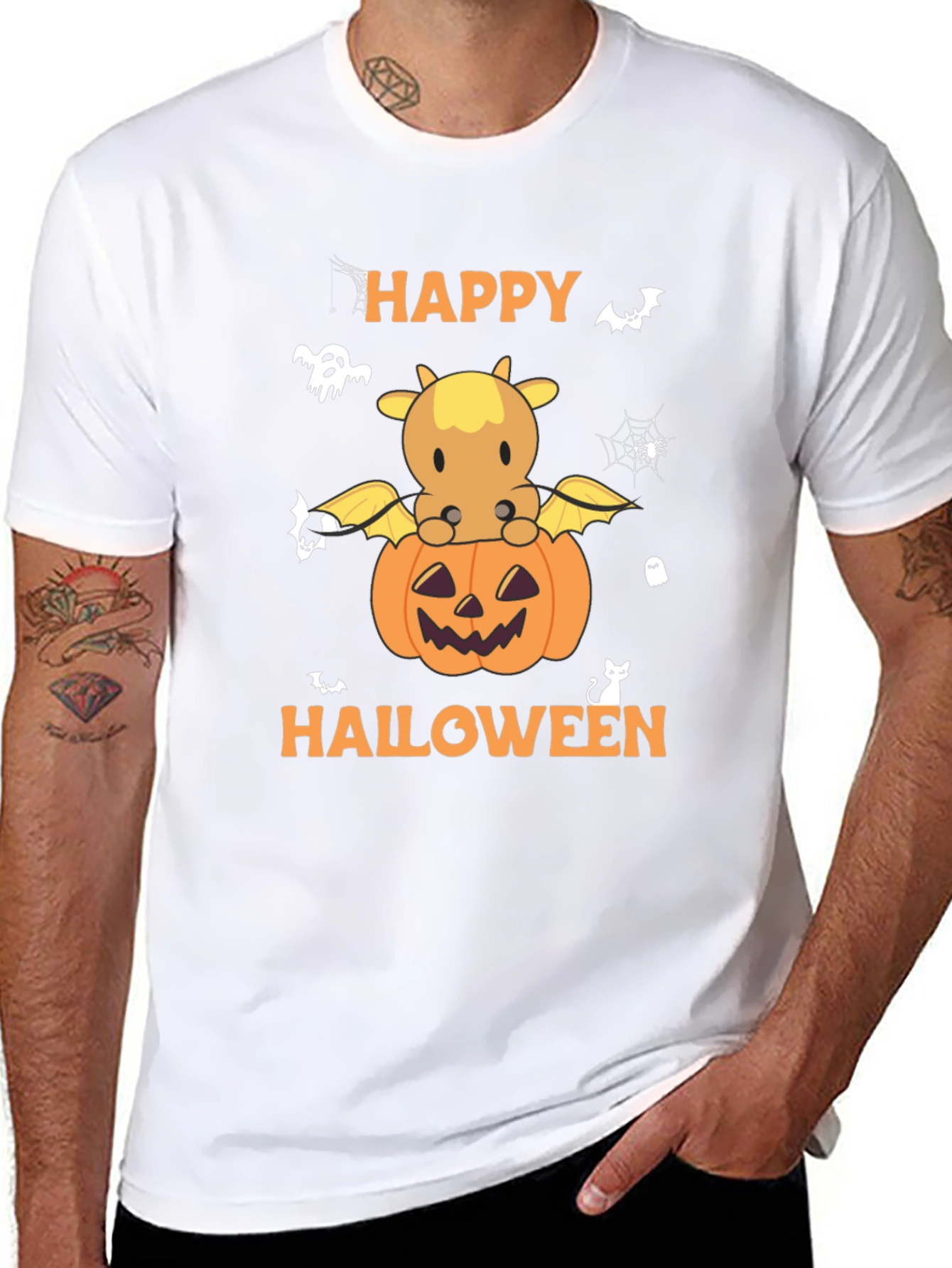 Happy Halloween Cow Pumpkin Graphic T-Shirt