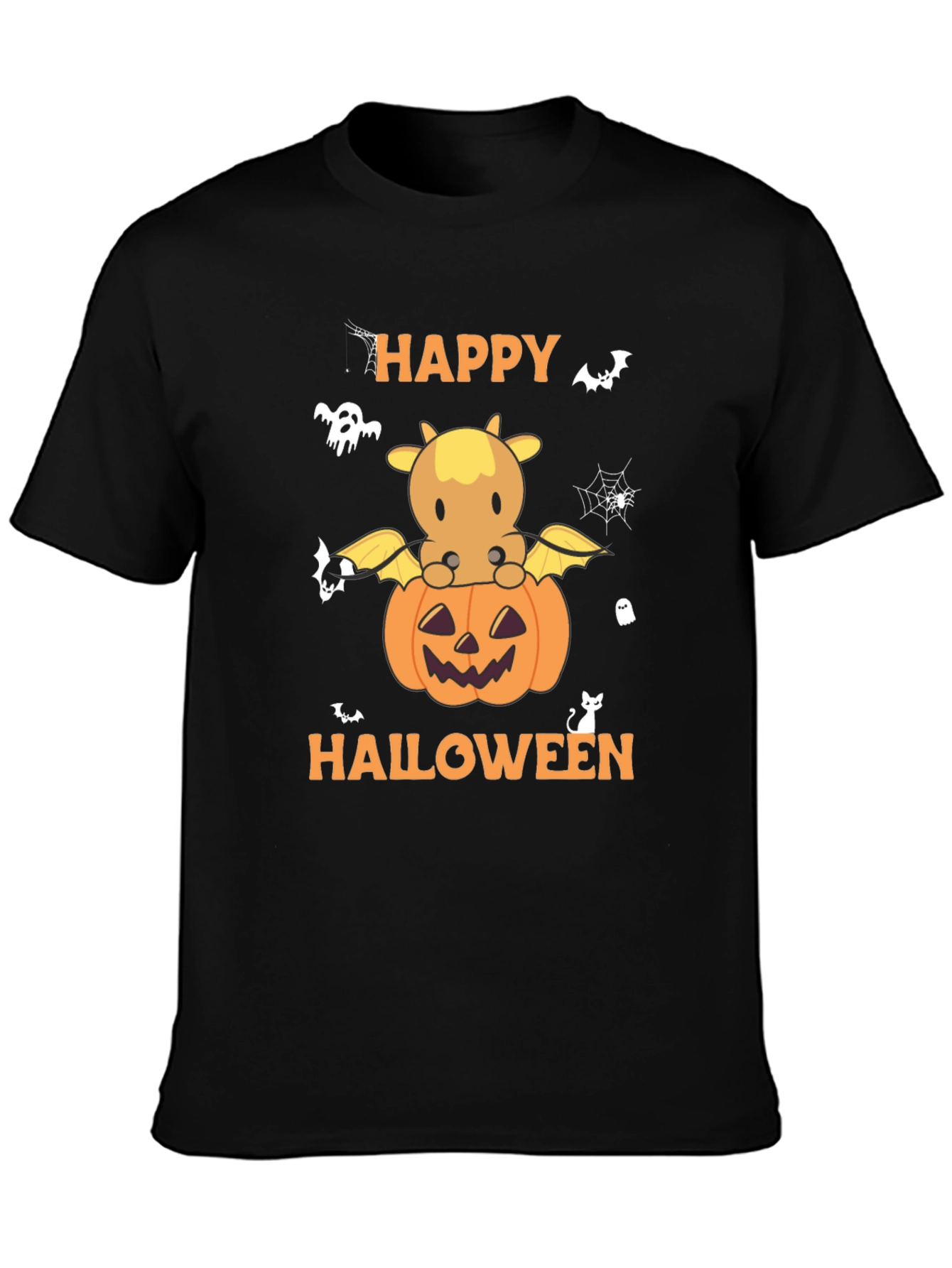 Happy Halloween Cow Pumpkin Graphic T-Shirt