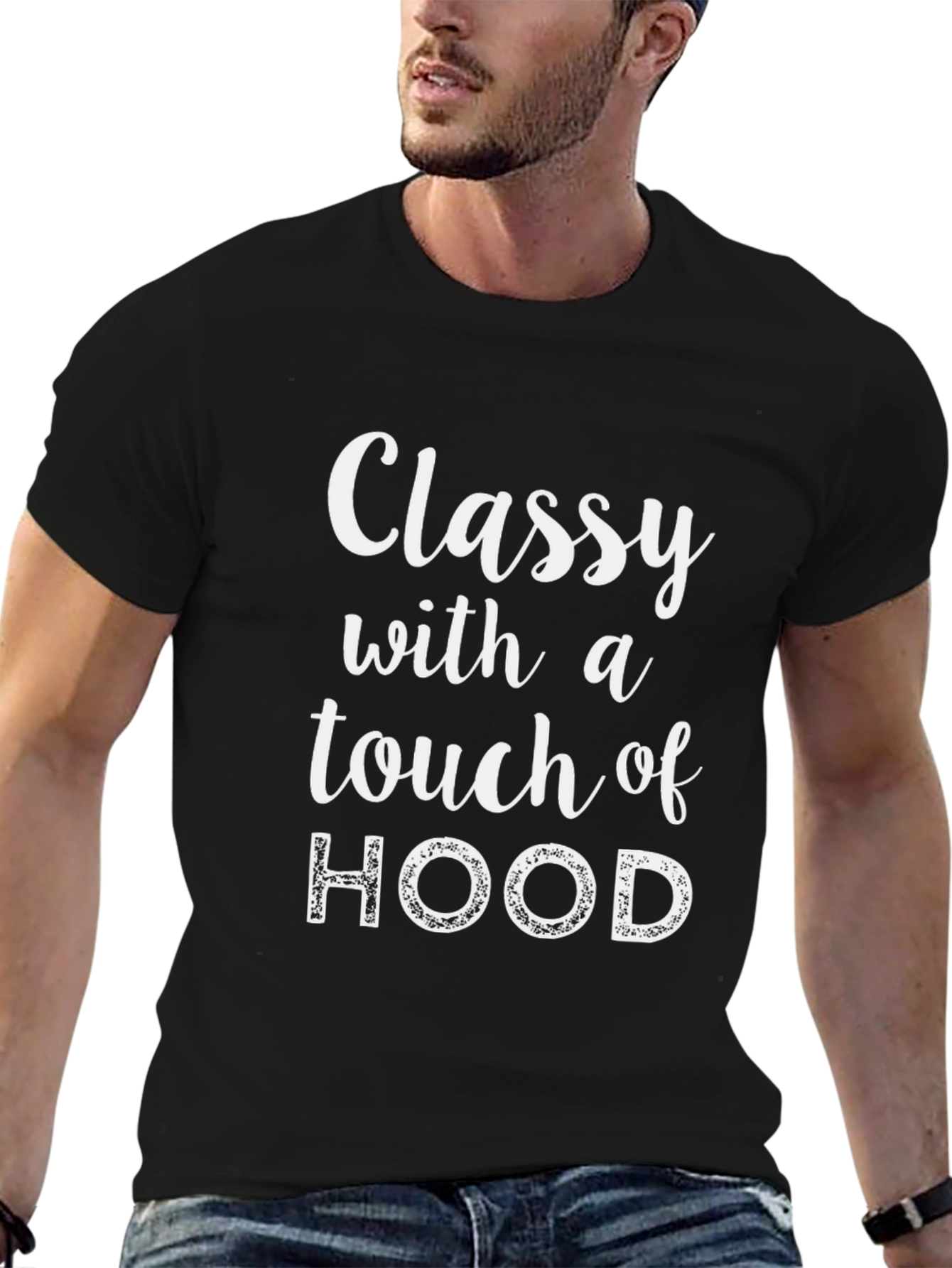 Classy with a Touch of Hood Black T-Shirt