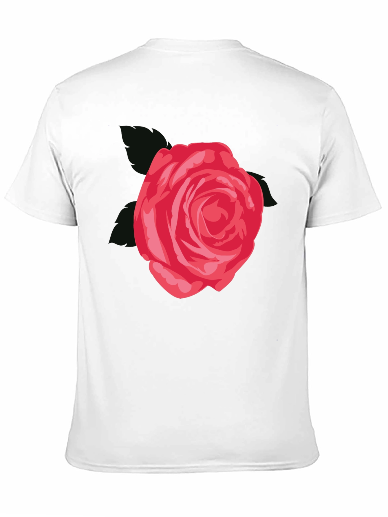 Mens Black T-Shirt with Red Rose Graphic