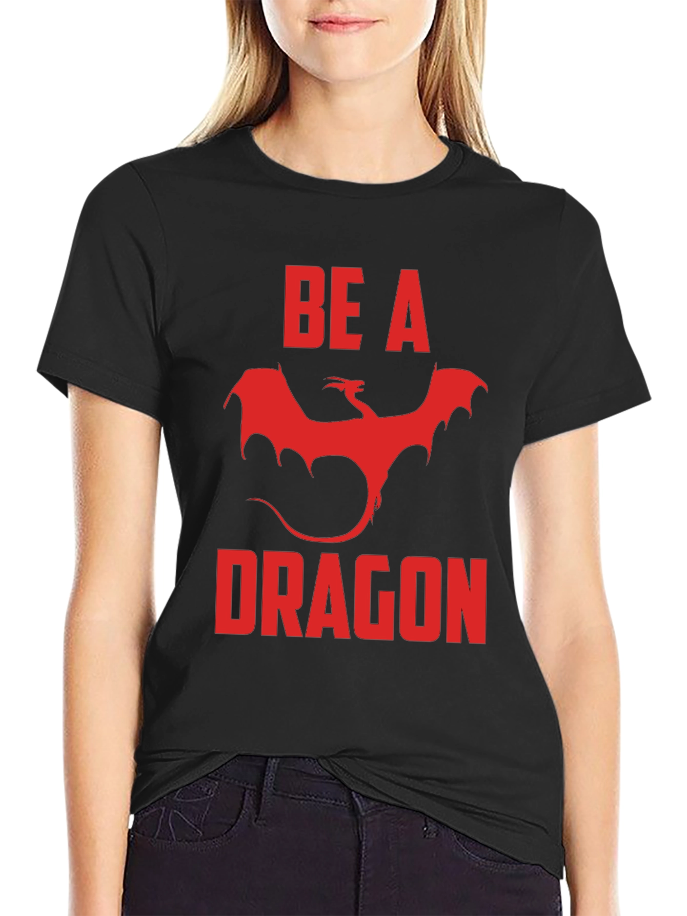 Be A Dragon Graphic Tee - Red on Black