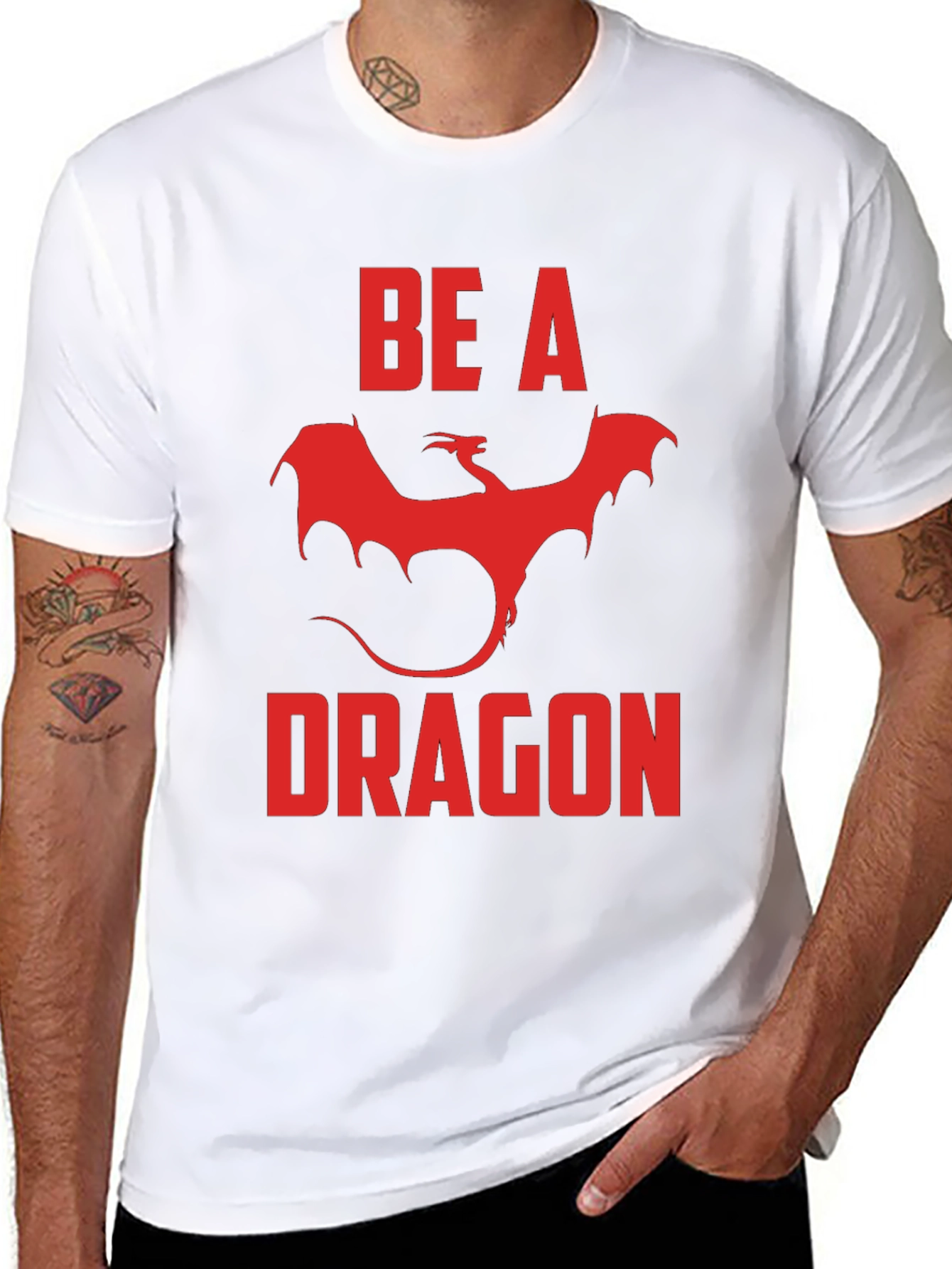 Be A Dragon Graphic Tee - Red on Black
