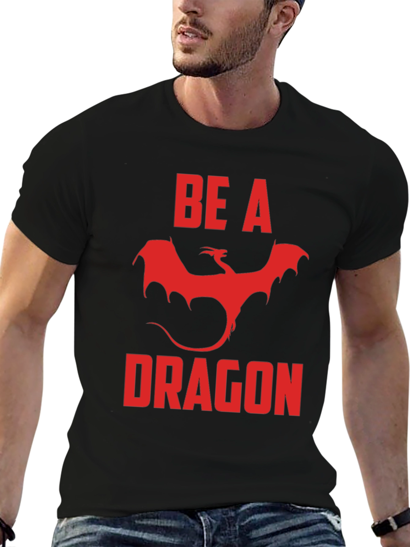Be A Dragon Graphic Tee - Red on Black