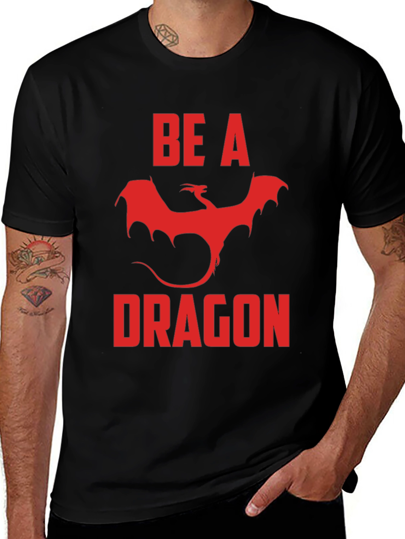 Be A Dragon Graphic Tee - Red on Black