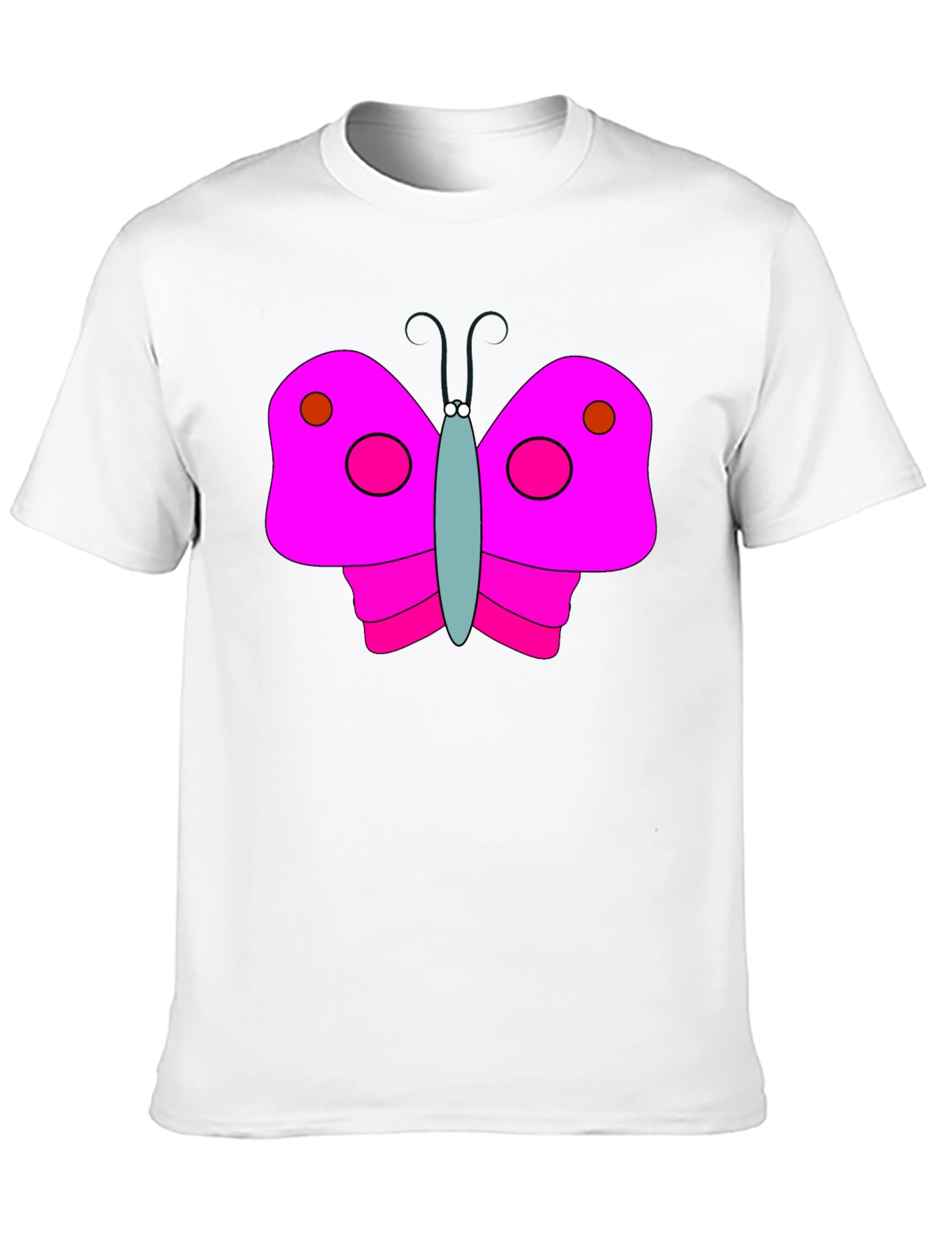 Pink Butterfly Graphic Black T-Shirt