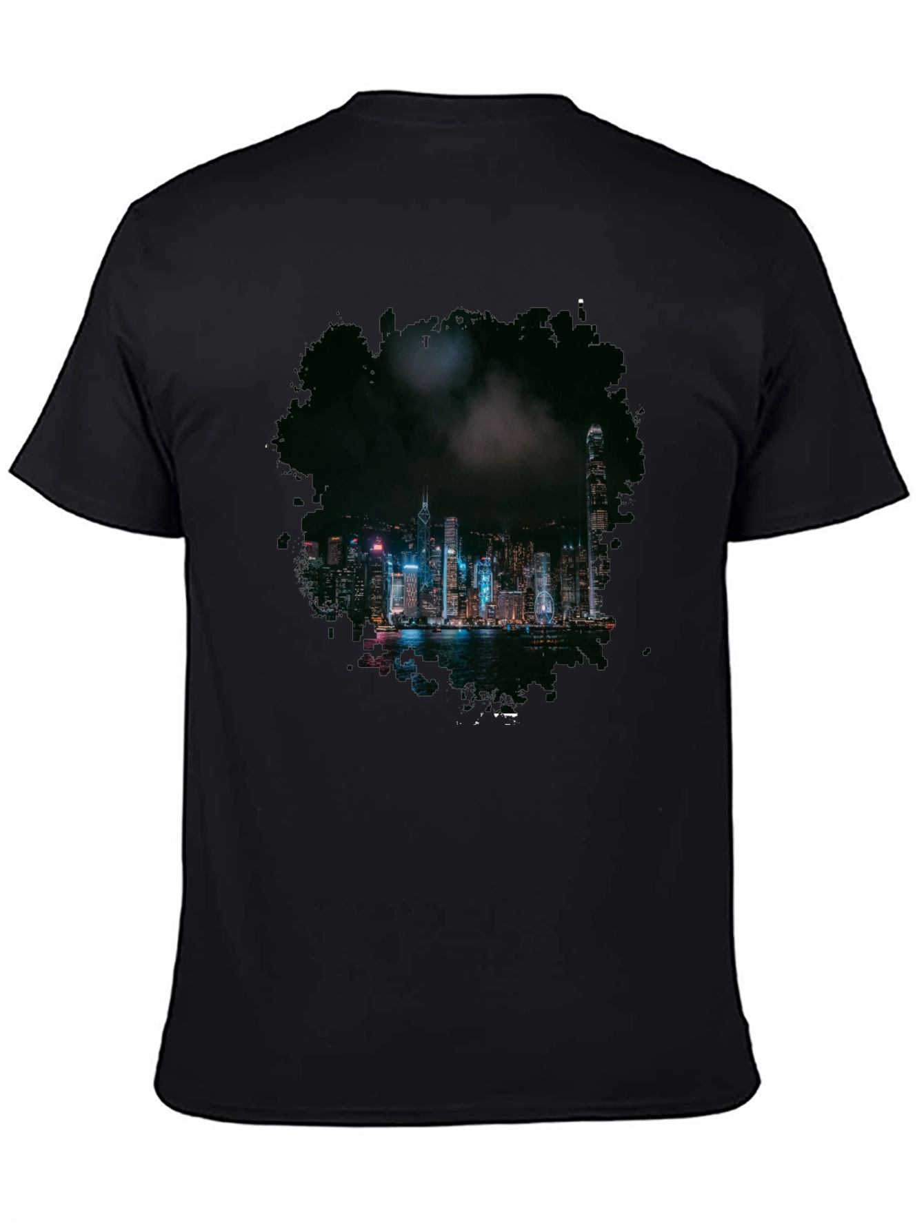 Night Cityscape Graphic Tee - Mens Black T-Shirt