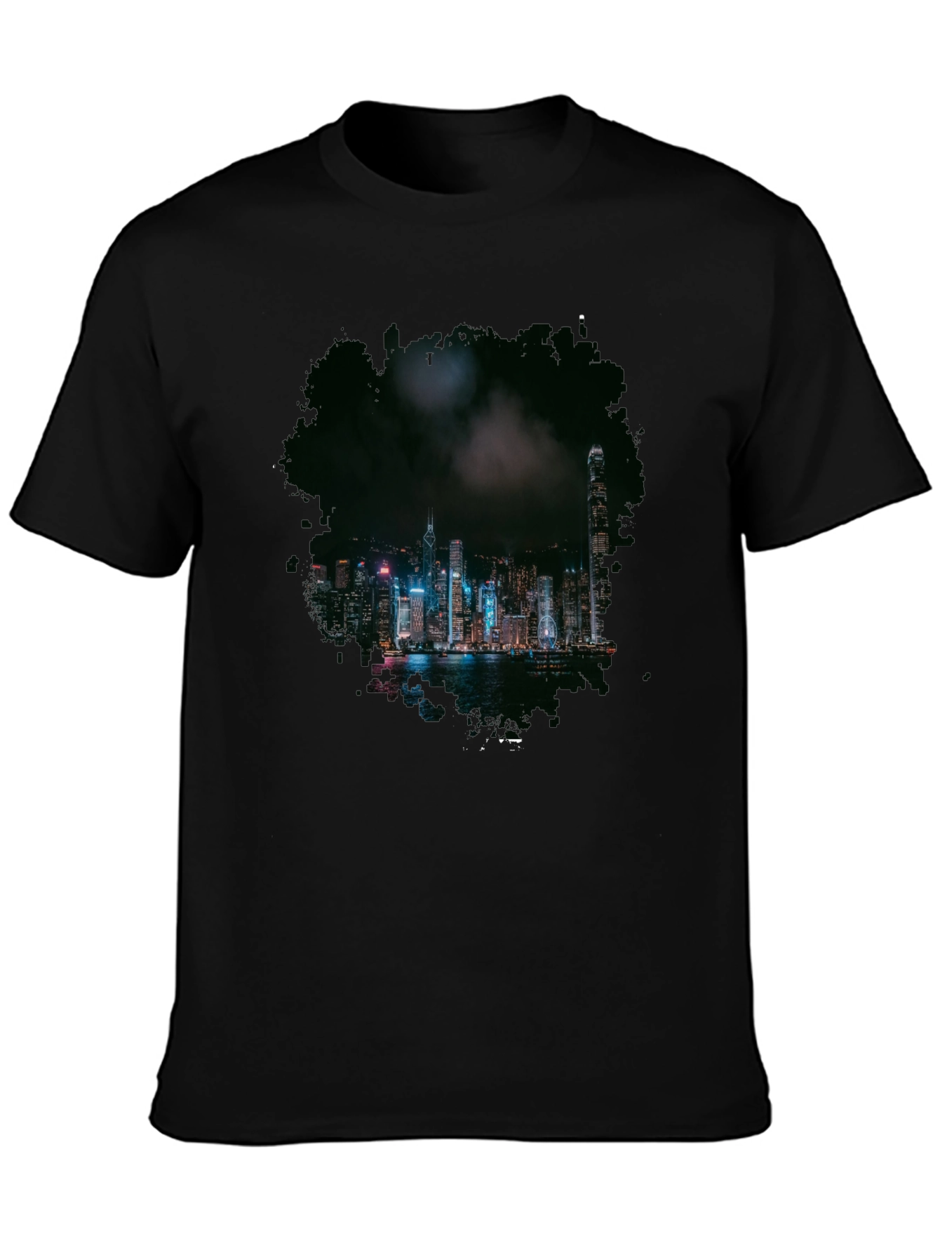 Night Cityscape Graphic Tee - Mens Black T-Shirt