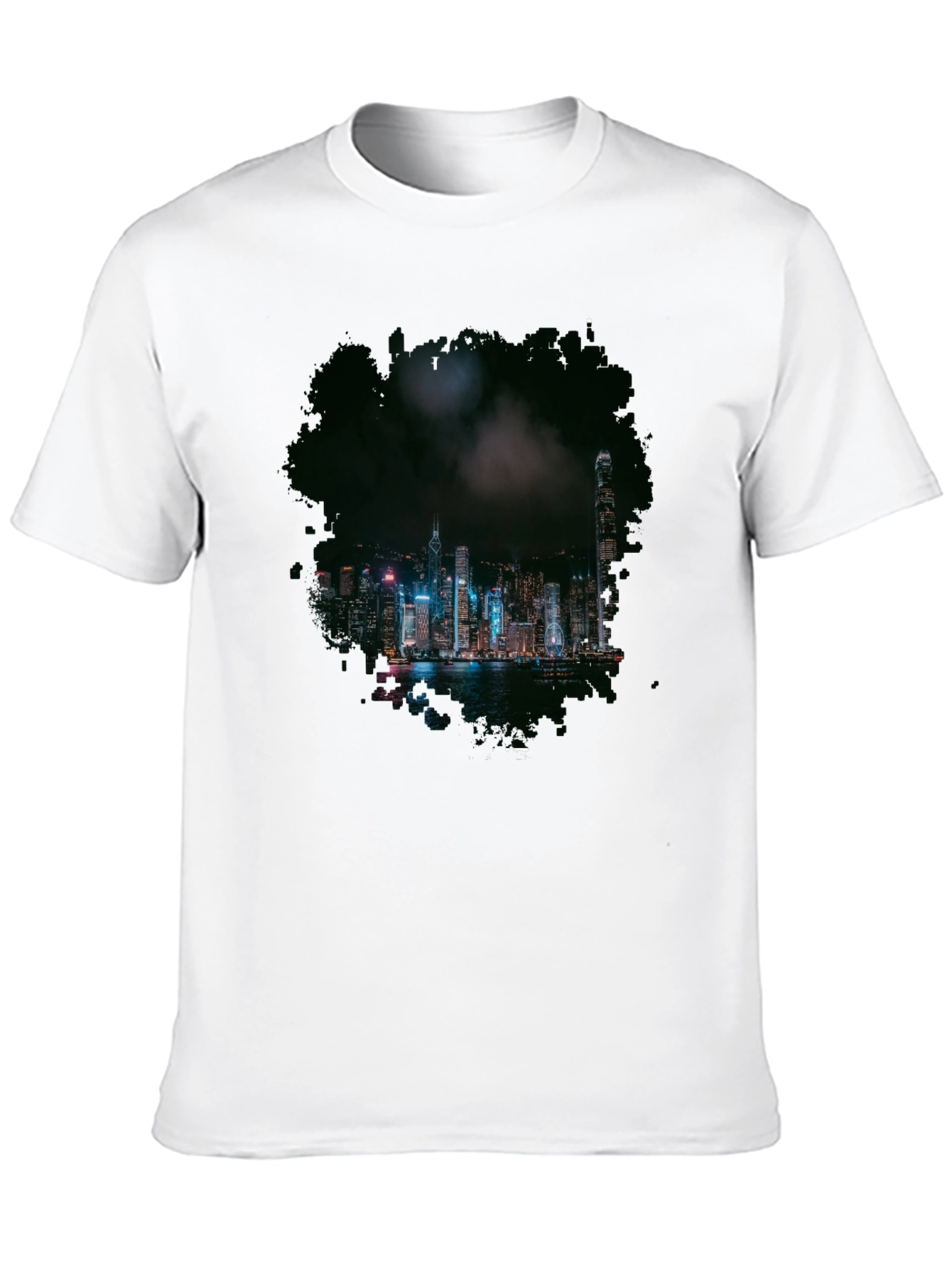 Night Cityscape Graphic Tee - Mens Black T-Shirt