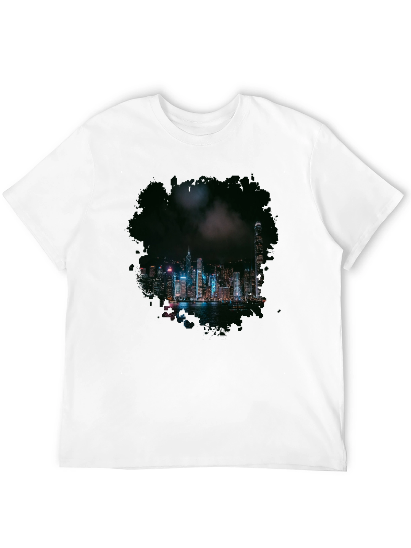 Night Cityscape Graphic Tee - Mens Black T-Shirt