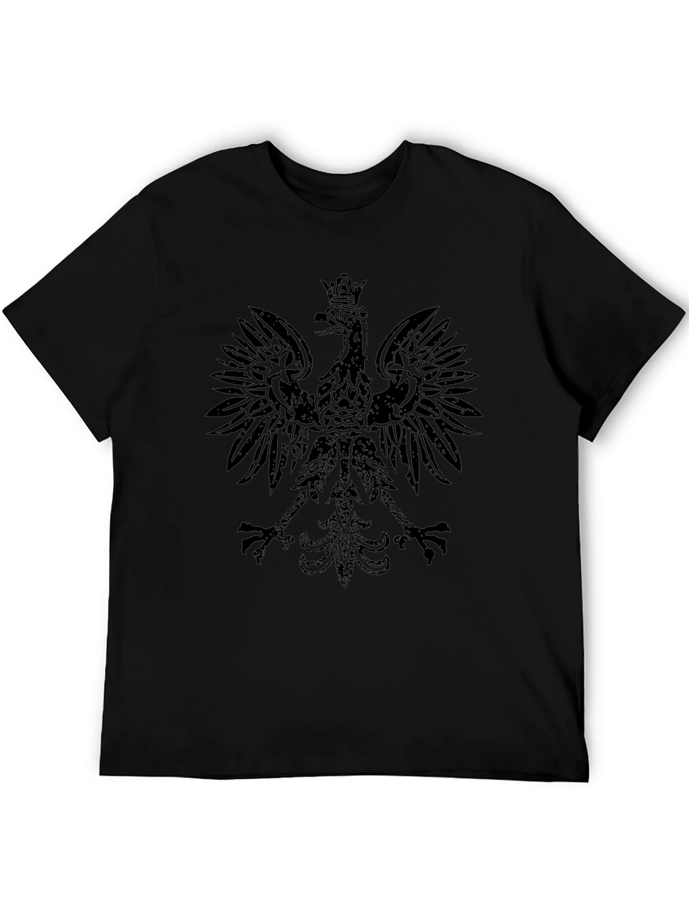 Black Tee with Crowned Eagle Graphic