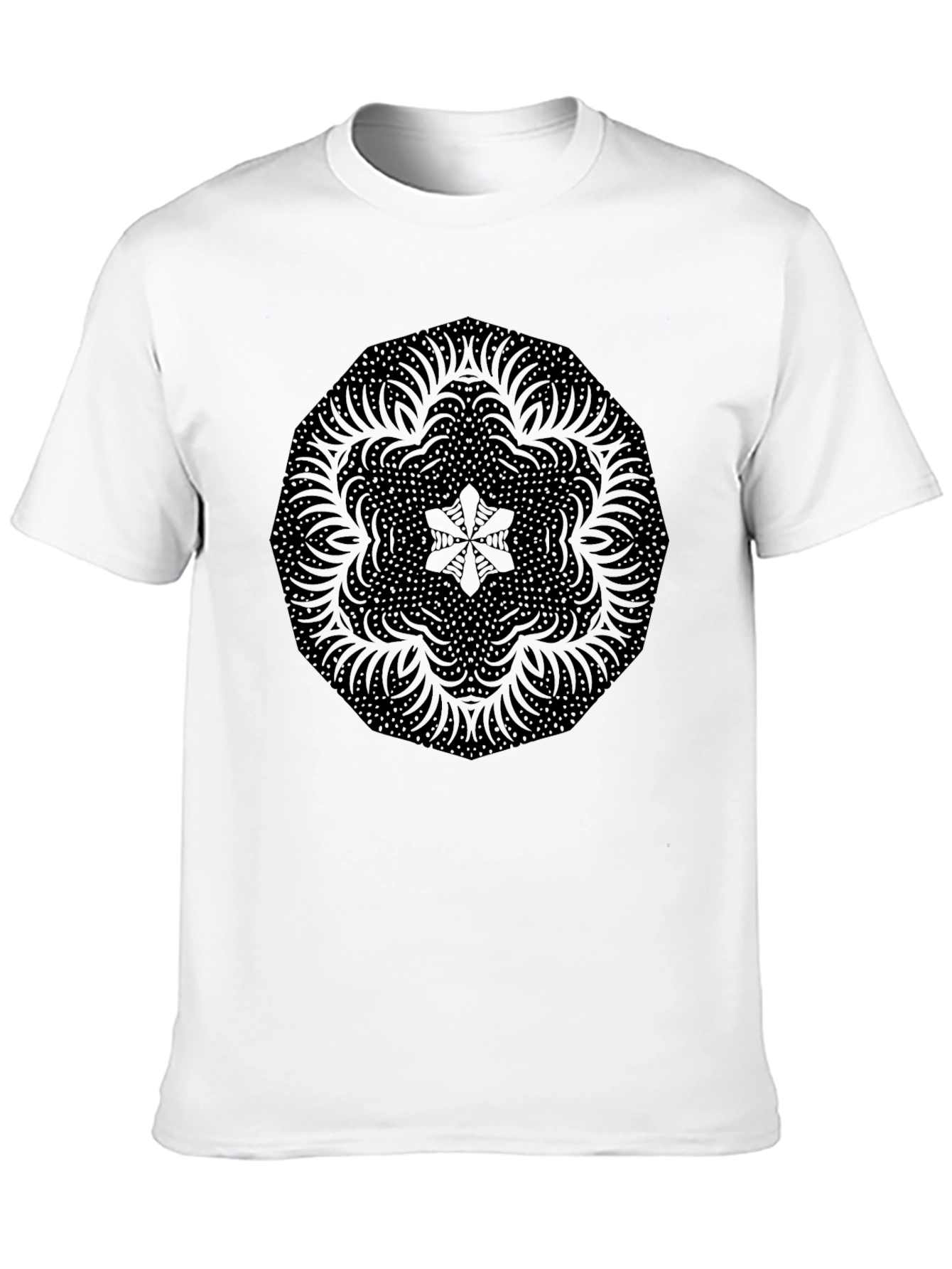 Black Mandala Print Crew Neck T-Shirt
